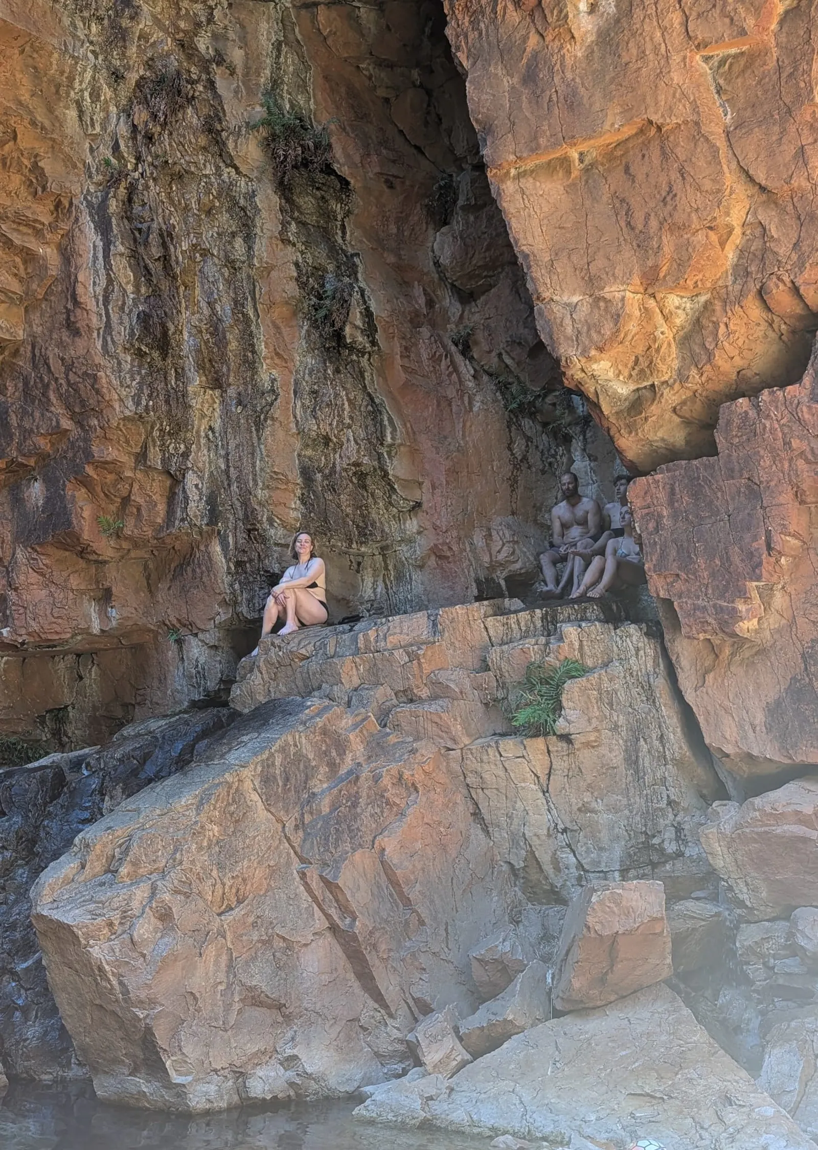 If you can squint you can see how proud of myself I am for doing all that climbing and clambering to get to feel the warm water from the source 😂