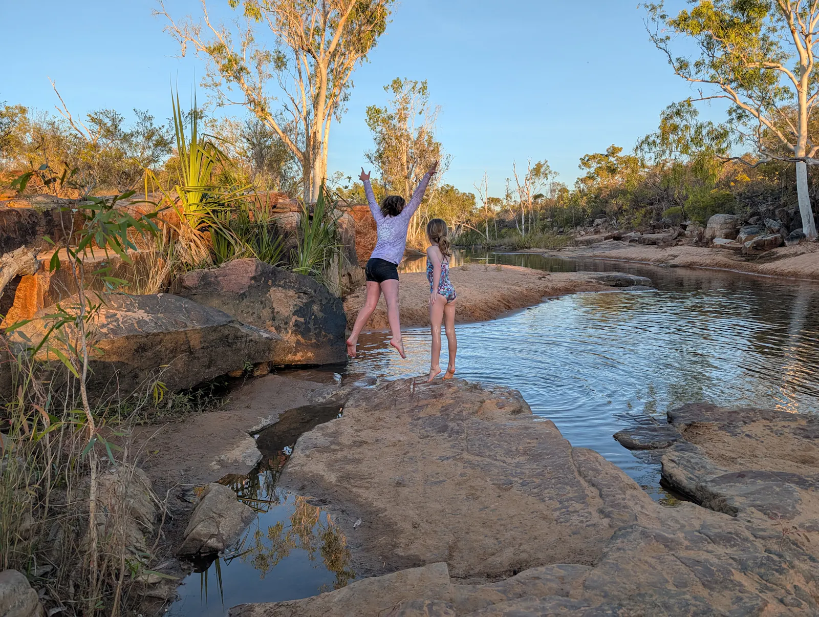 In the afternoon Bob took the younger two back to the smaller swimming hole where they again had the whole place to themselves and had a ball.  