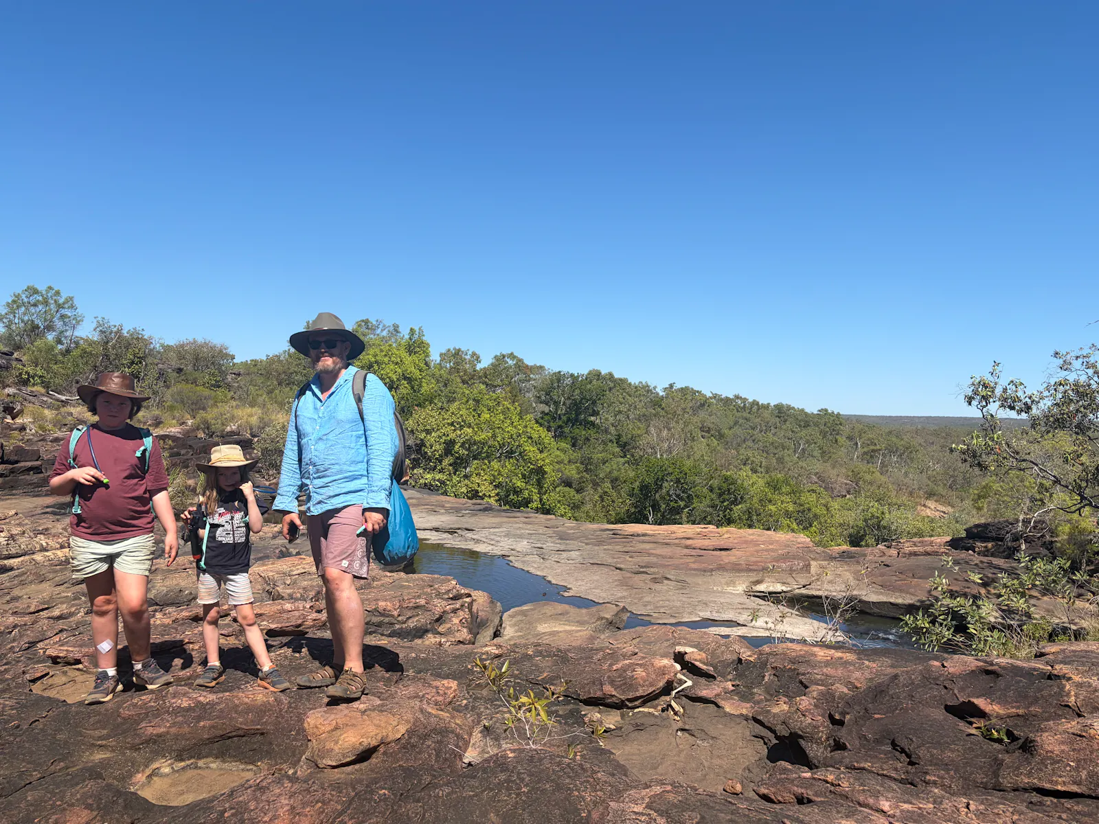 and here is Bob, Nora and Josie closer to the edge of the falls...