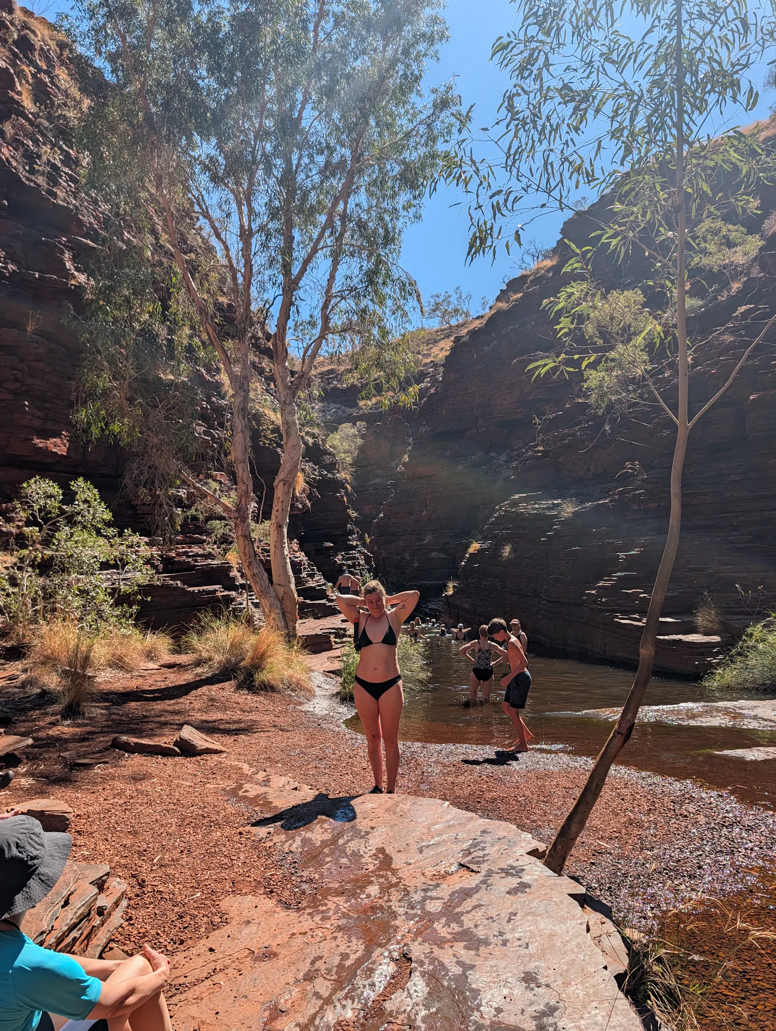 I ended up having to take my shirt off, so just went ahead in my swimmers - I knew my sun exposure was going to be limited so didn't think it was worth having to carry out a wet rashie on the way back!