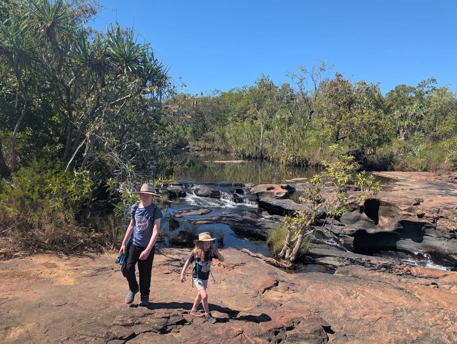Here's Toby and Josie at the rapids near the top of 'Little Merten Falls'....