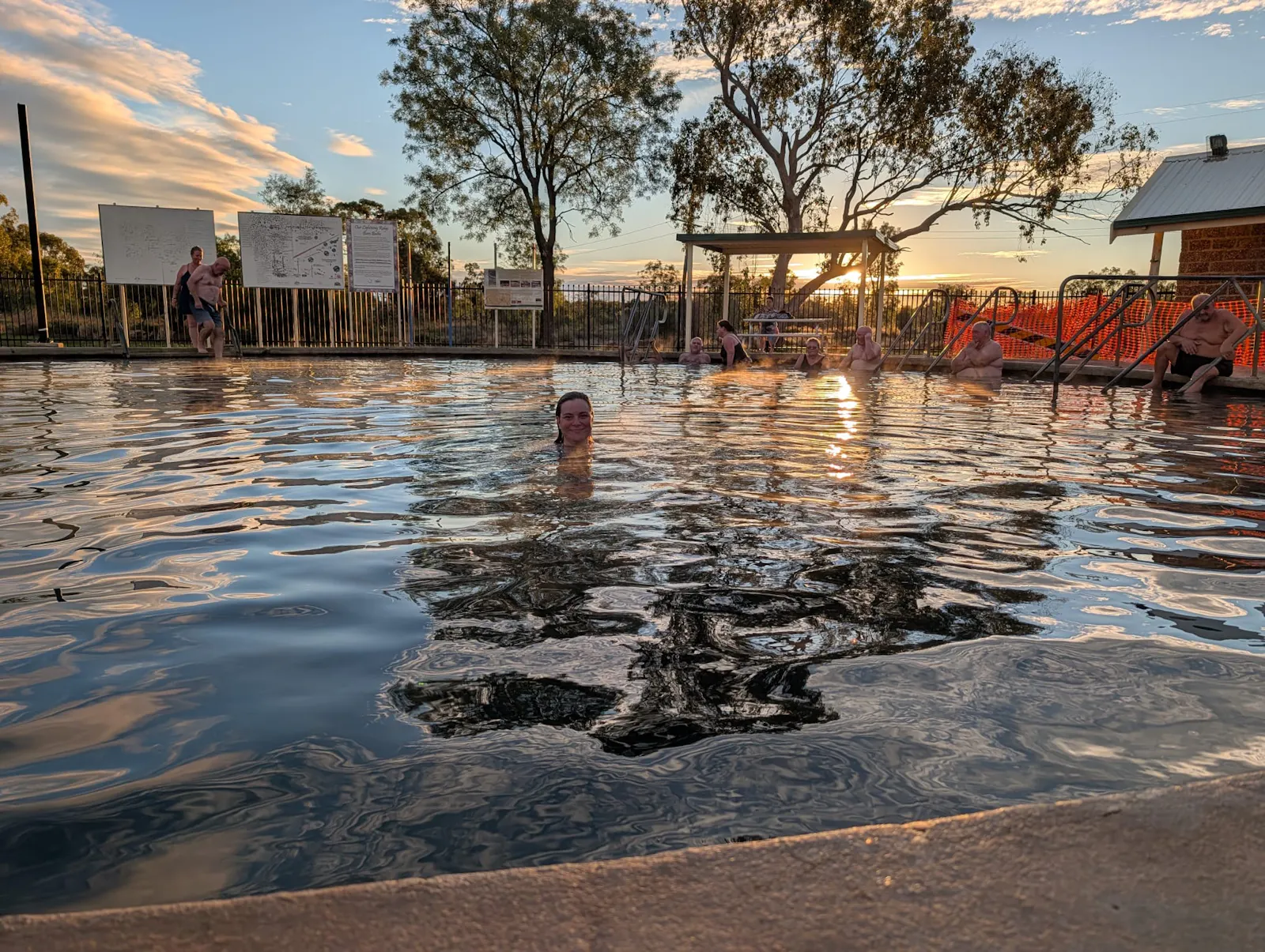 Relaxing in the 41.5 degree water