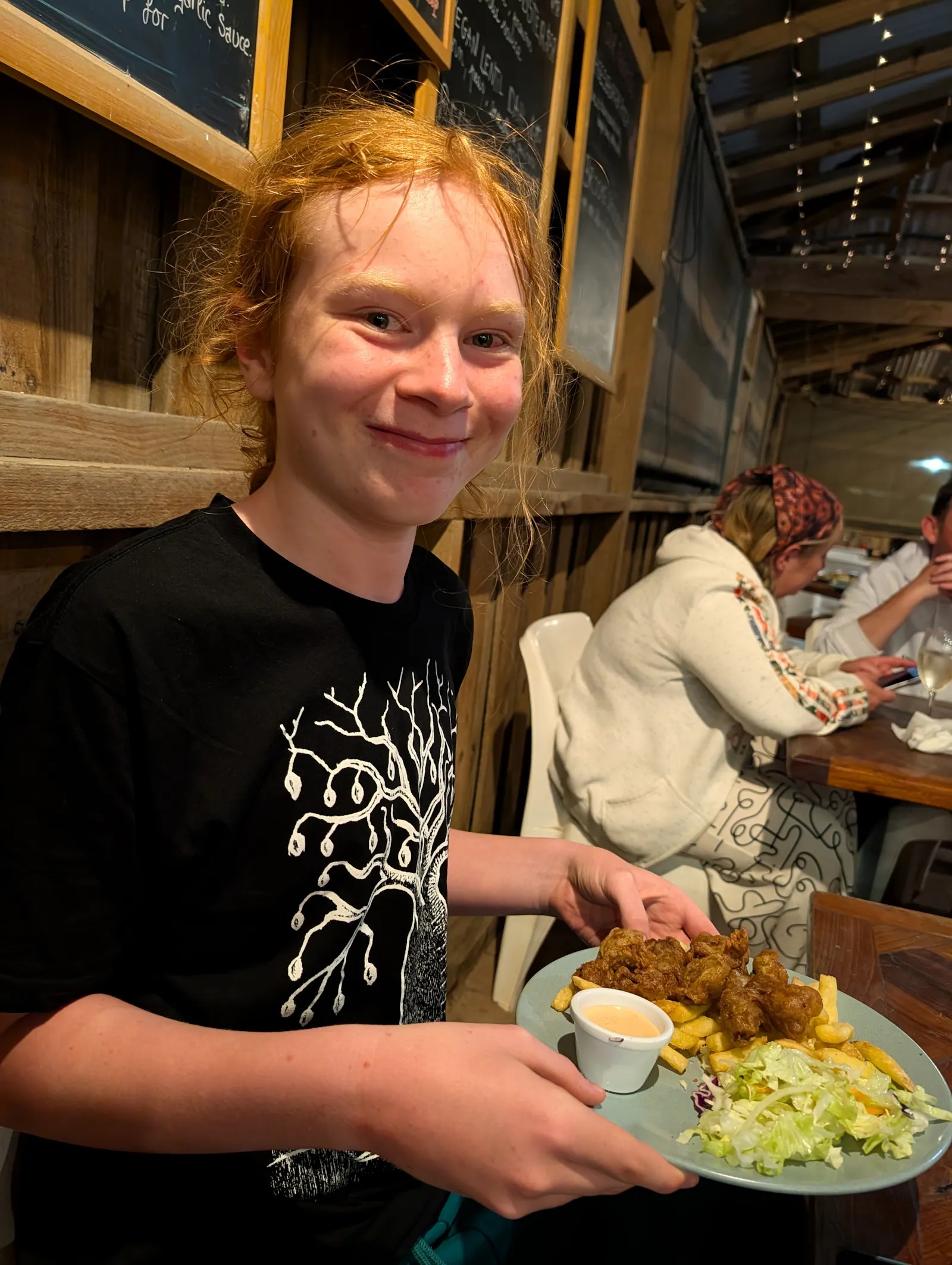 At dinner Toby continued his obsession with eating native animals, enjoying his popcorn crocodile. 