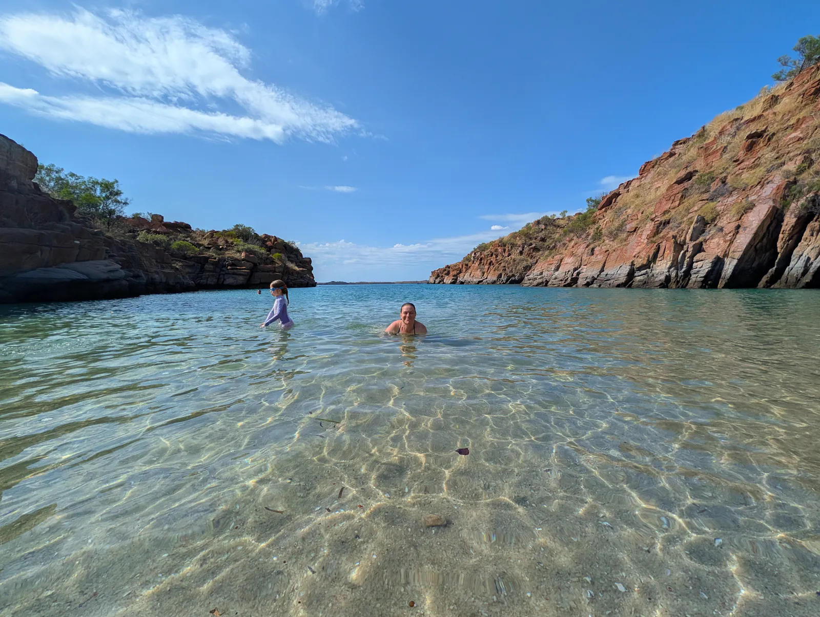 It was just Josie and I who braved the water - we'd taken Nora back to the doctor in Broome the day before and he'd said her leg was fine but she should still be a bit careful in the water, so she sadly chose to sit it out. Which was a shame, cos the water was GORGEOUS!