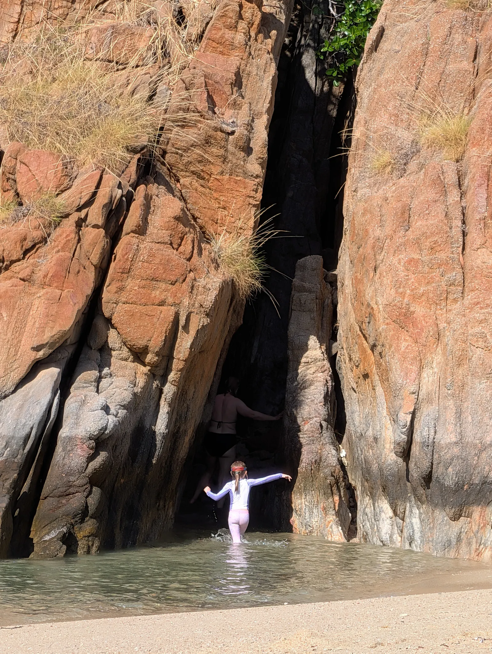 Plus we got to clamber into the cave where you could stand as the water rushed in and out and look up to where three walls of rock met and a rock fig has found a way to hold on and flourish set against a gorgeous blue sky above, all of which felt incredibly special.