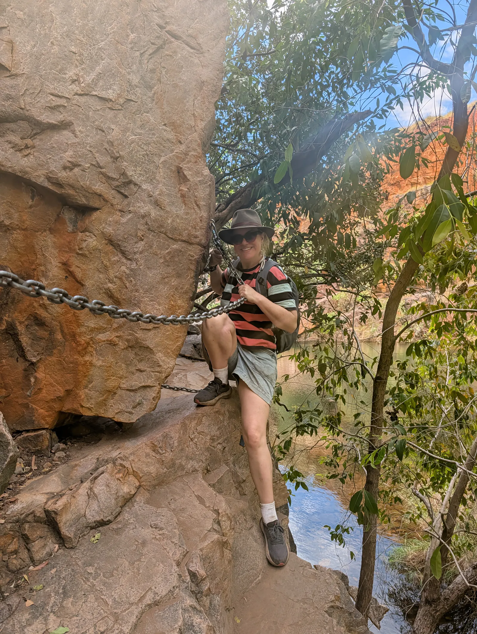 and then so narrow and high someone had installed a handy chain to hold onto....