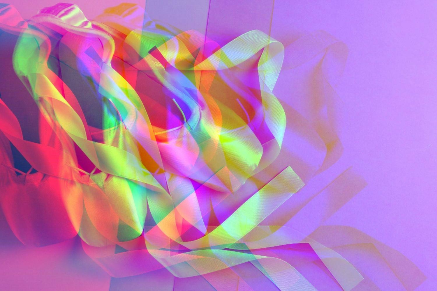Image of ballet shoes through a somewhat kaleidoscopic lens. (Image credit: Canva).