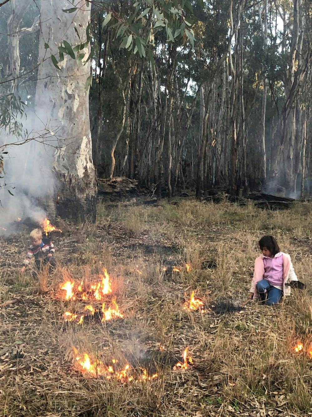 The author’s children at the National Indigenous Fire Workshop Dhungala 2019. Lauren Tynan, Author provided