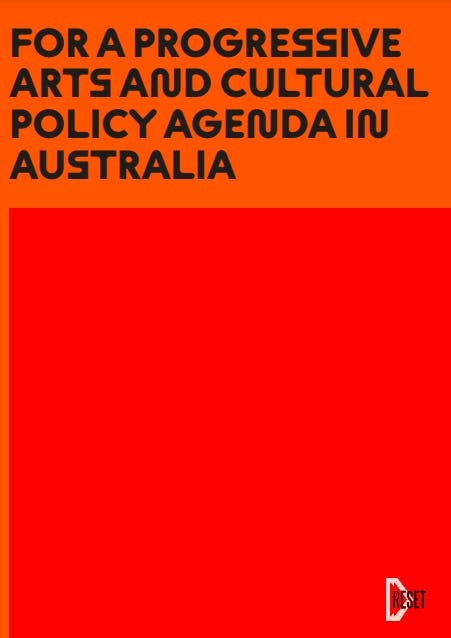cover page for the statement ‘For a Progressive Arts and Cultural Policy Agenda in Australia’   