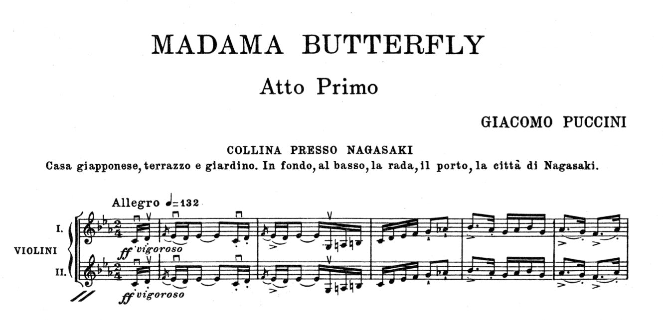 A section from the score of Puccini’s Madama Butterfly