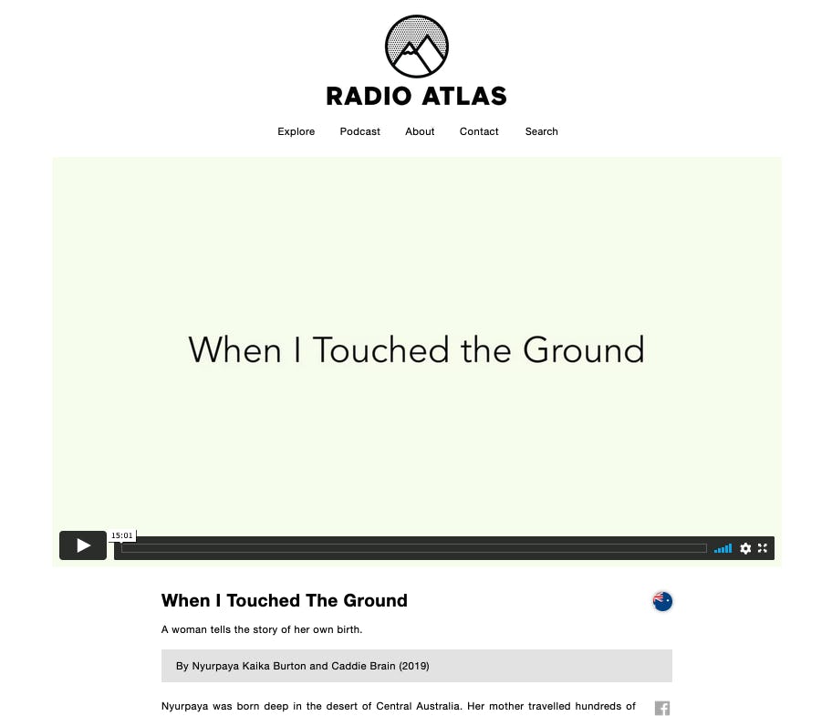 Screenshot of When I Touched the Ground playing on Radio Atlas website