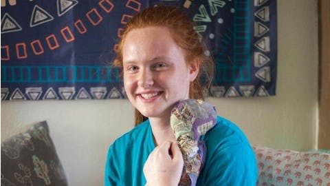 Hannah Johnston, class of 2020, shows off Doggy, her stuffed animal