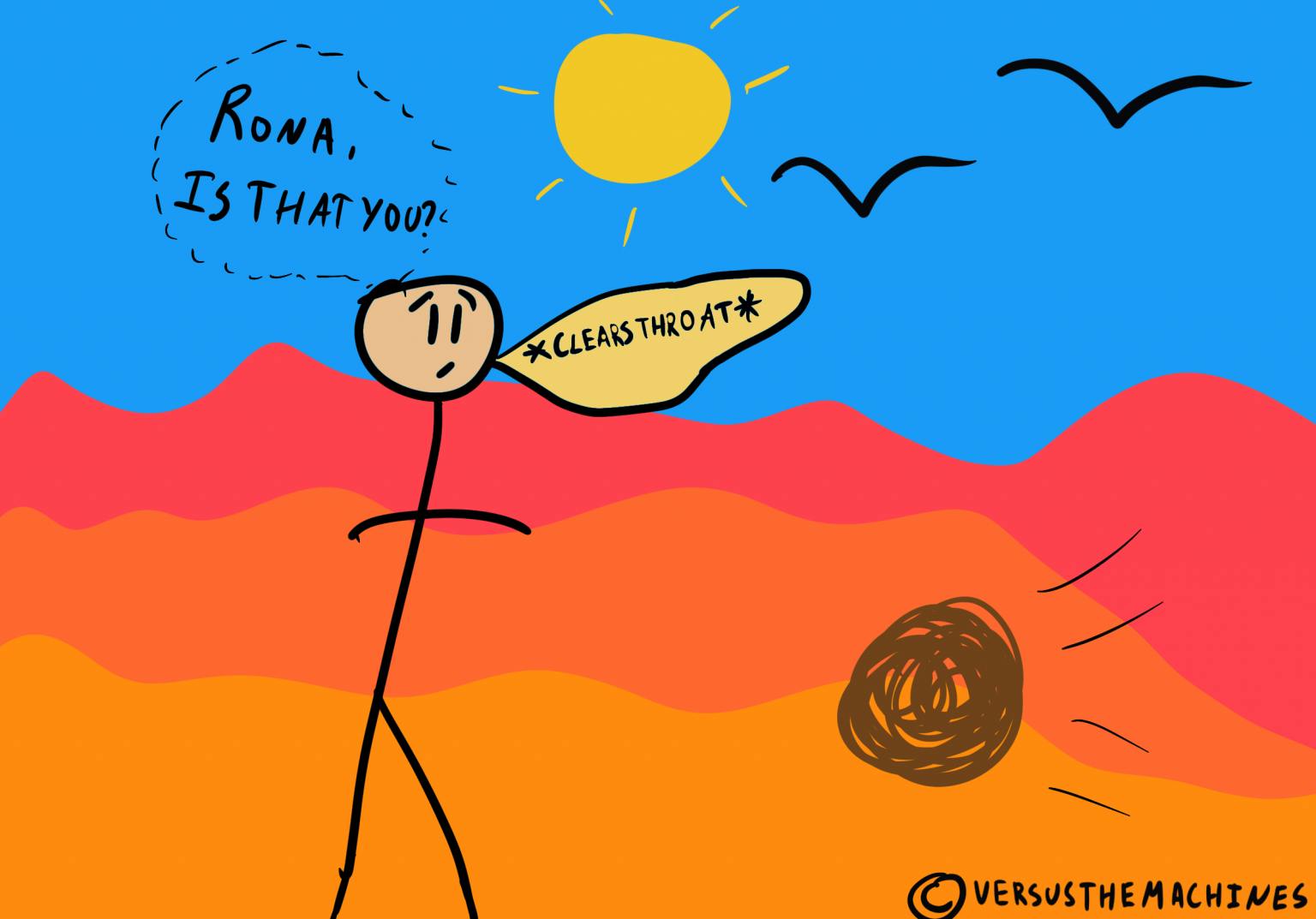 stick figure in a desert