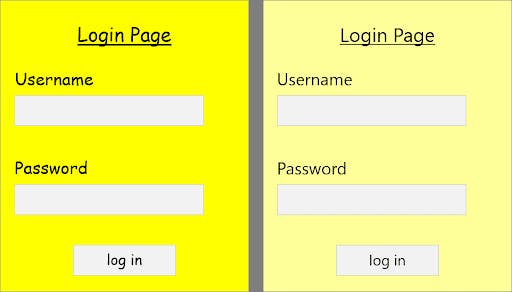yellow log in page