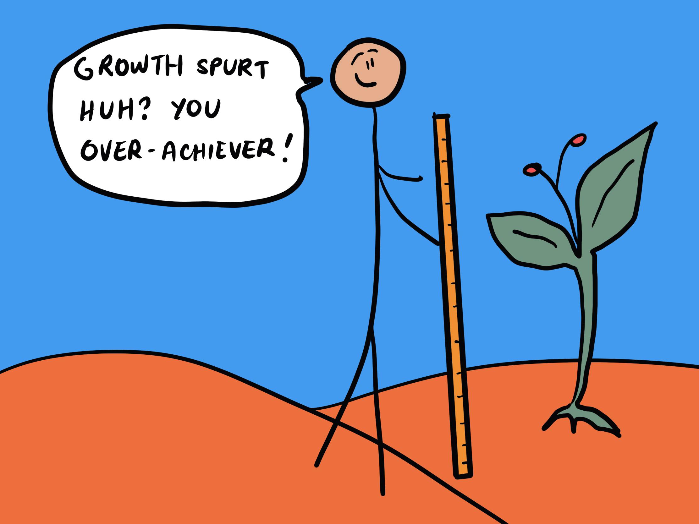 stick figure doodle measuring a plant for quantitative research