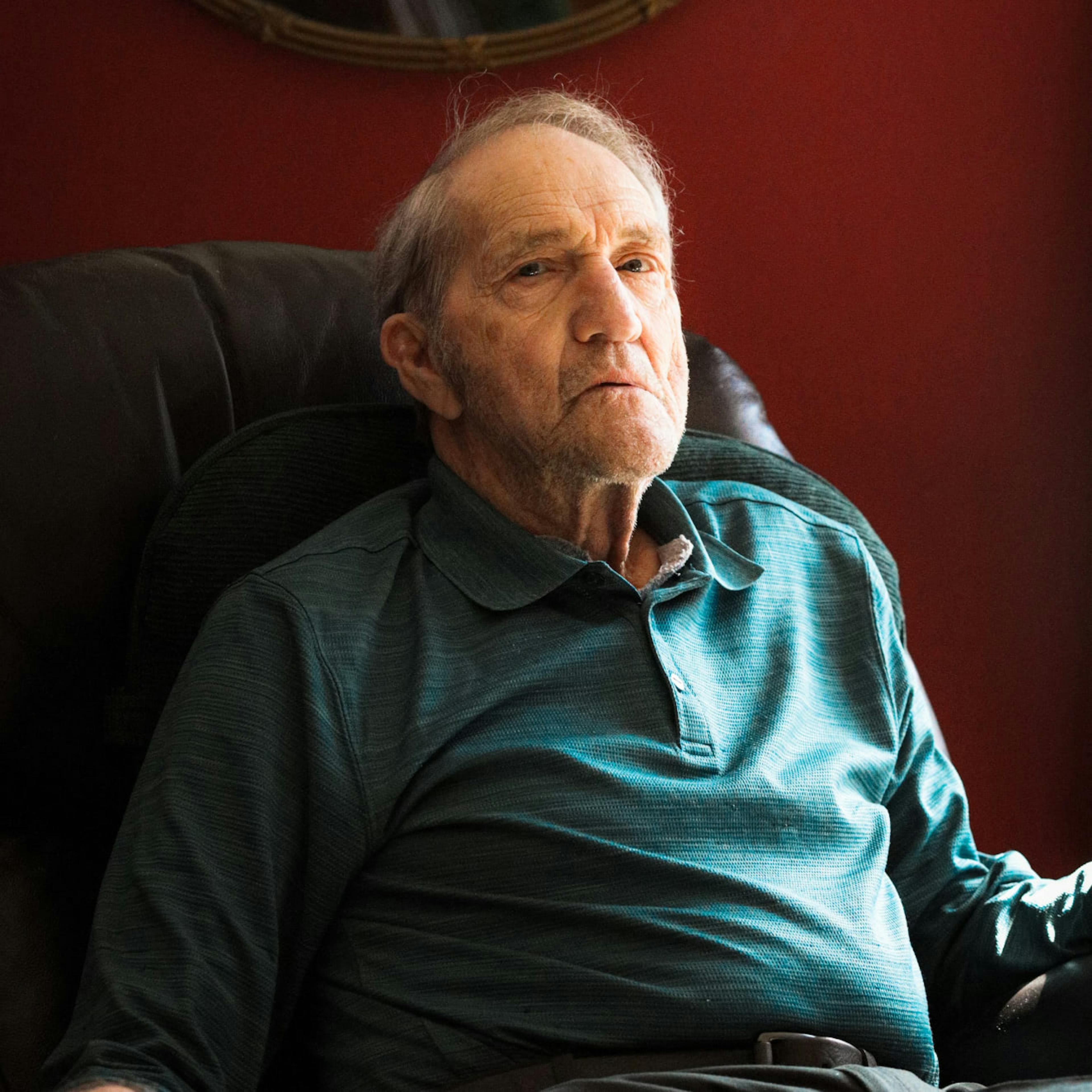 An old man seething with anger over his family's business decisions.