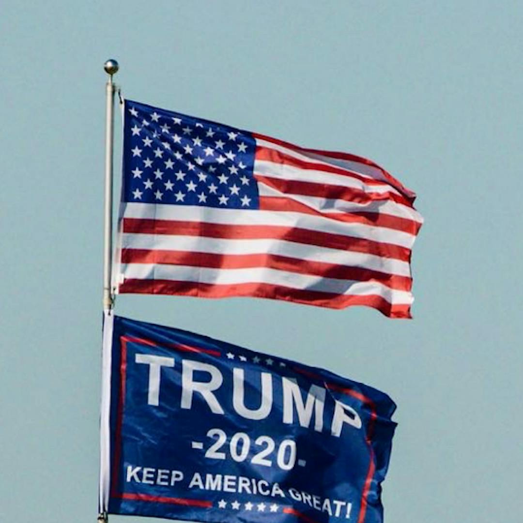 American Flag and Trump Flag