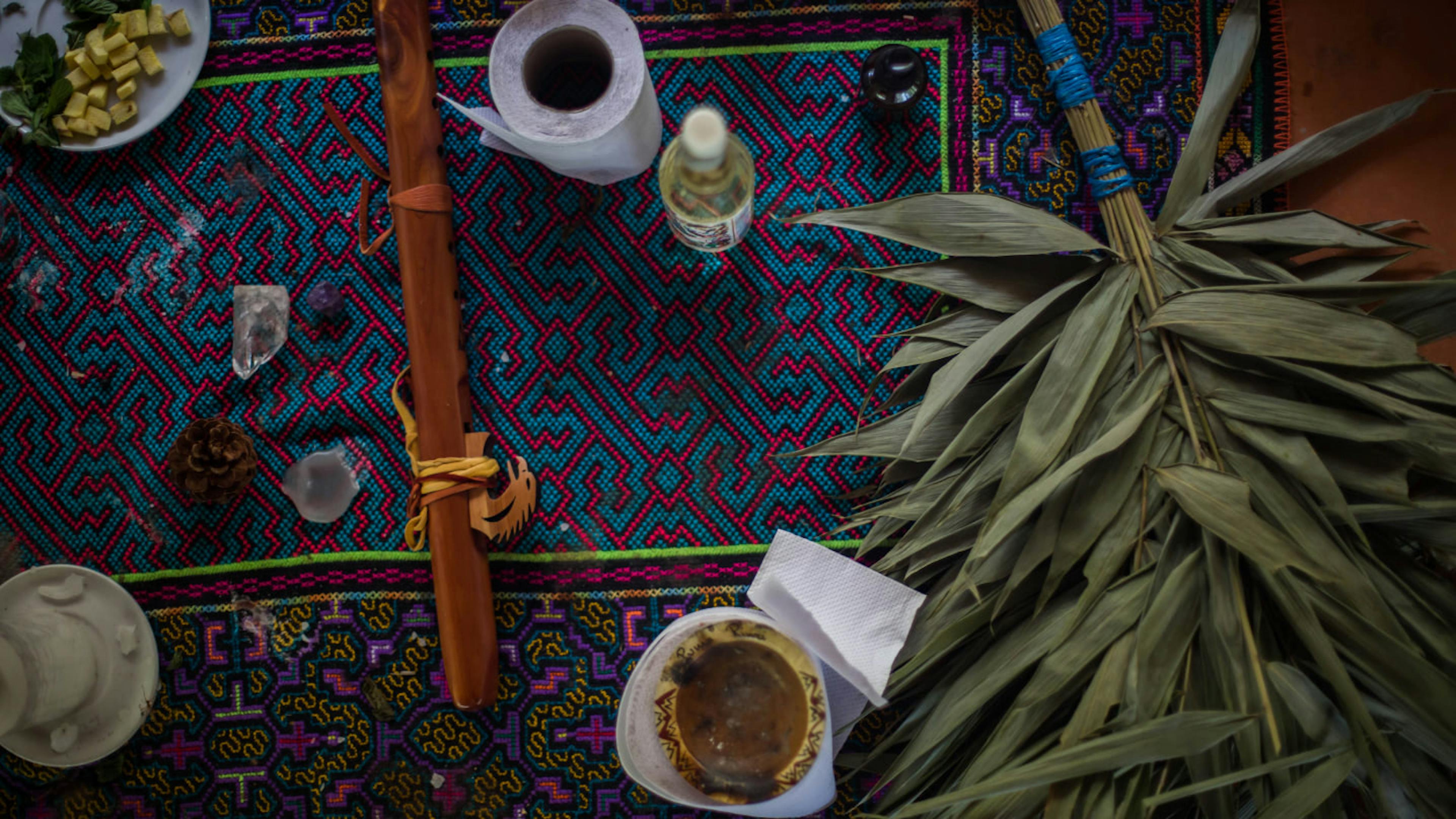 A Peruvian shaman's accoutrement for an Ayahuasca ceremony.