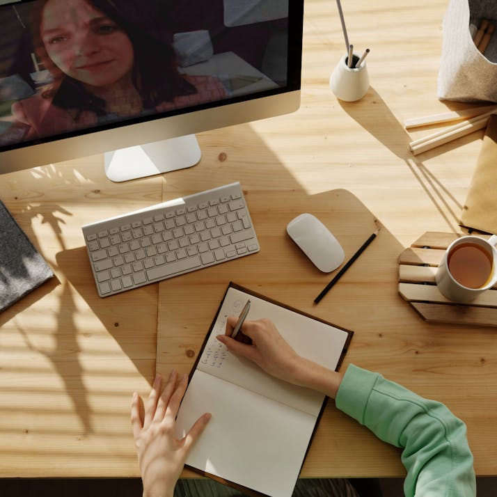 Woman taking online course