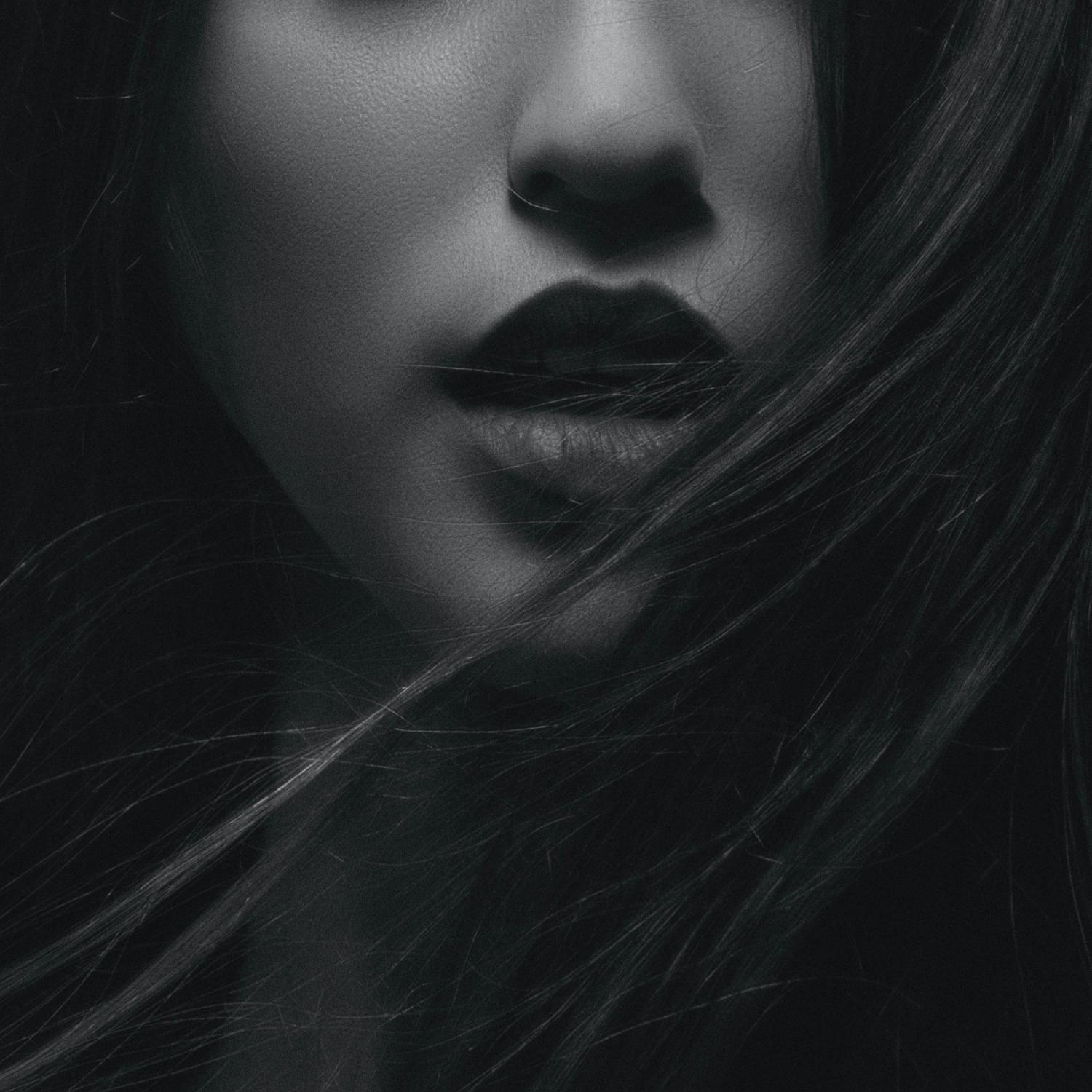Woman lips and hair