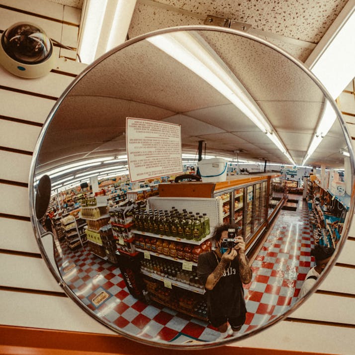 Security mirror in store