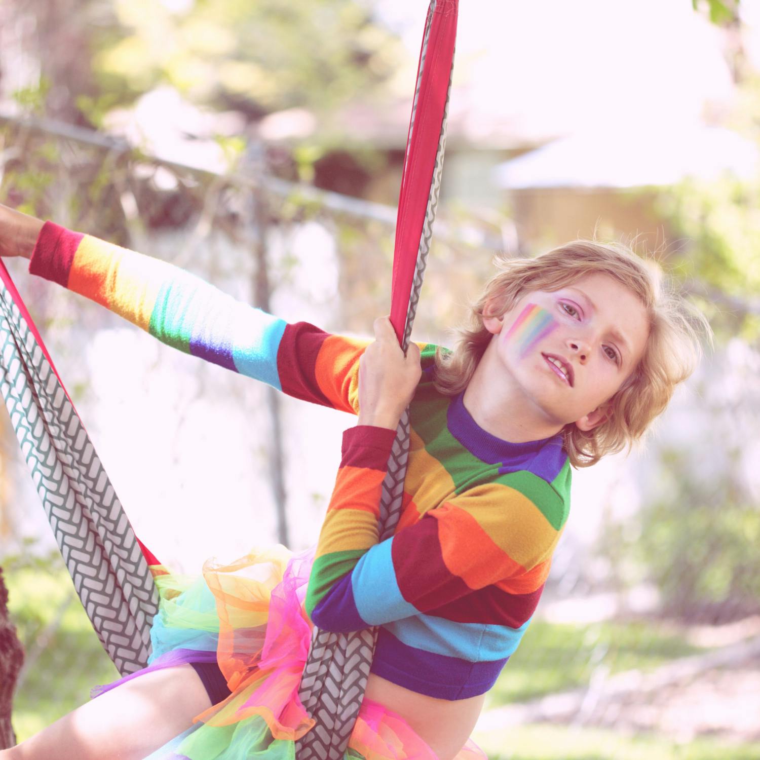 Kid swinging on hammock