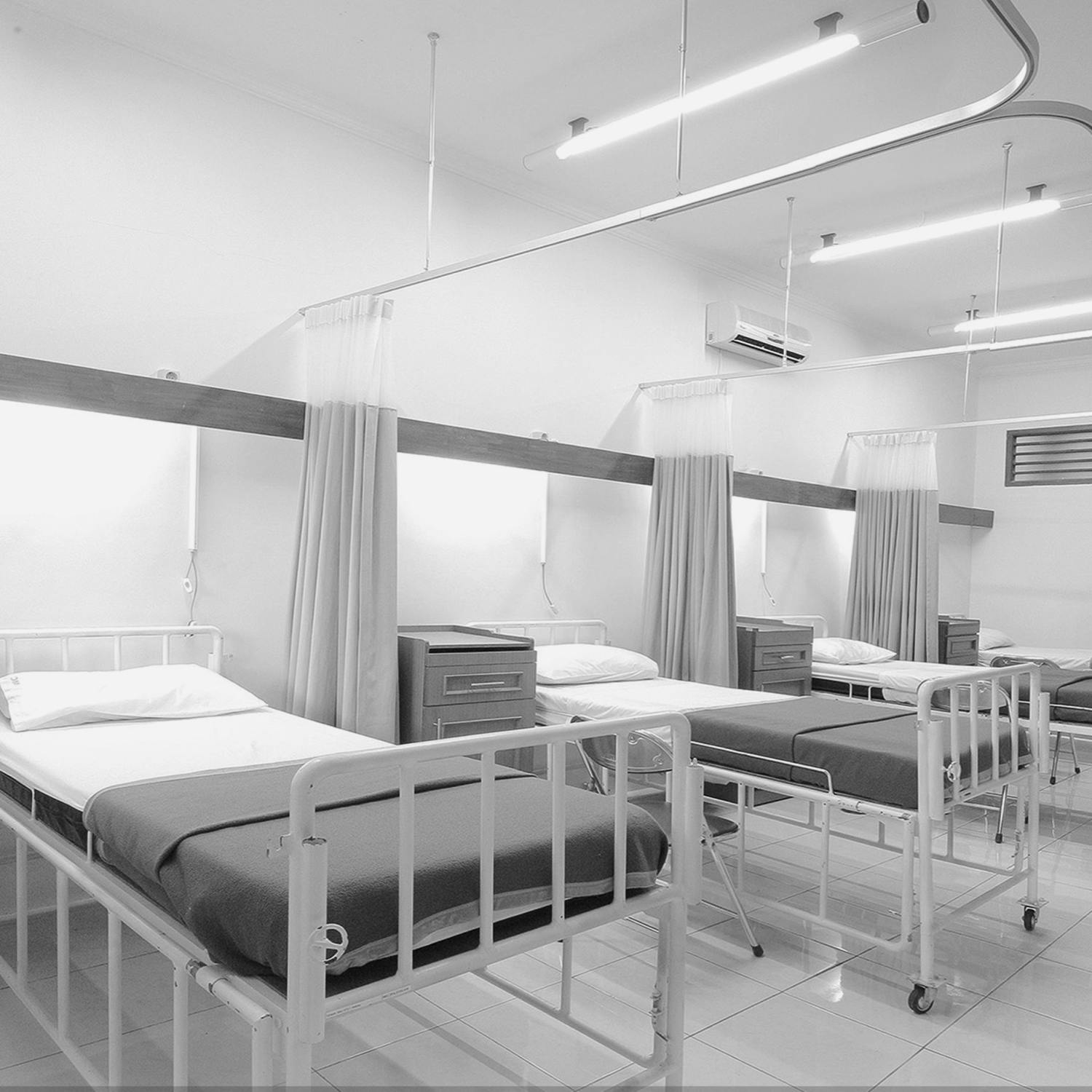 Empty hospital beds