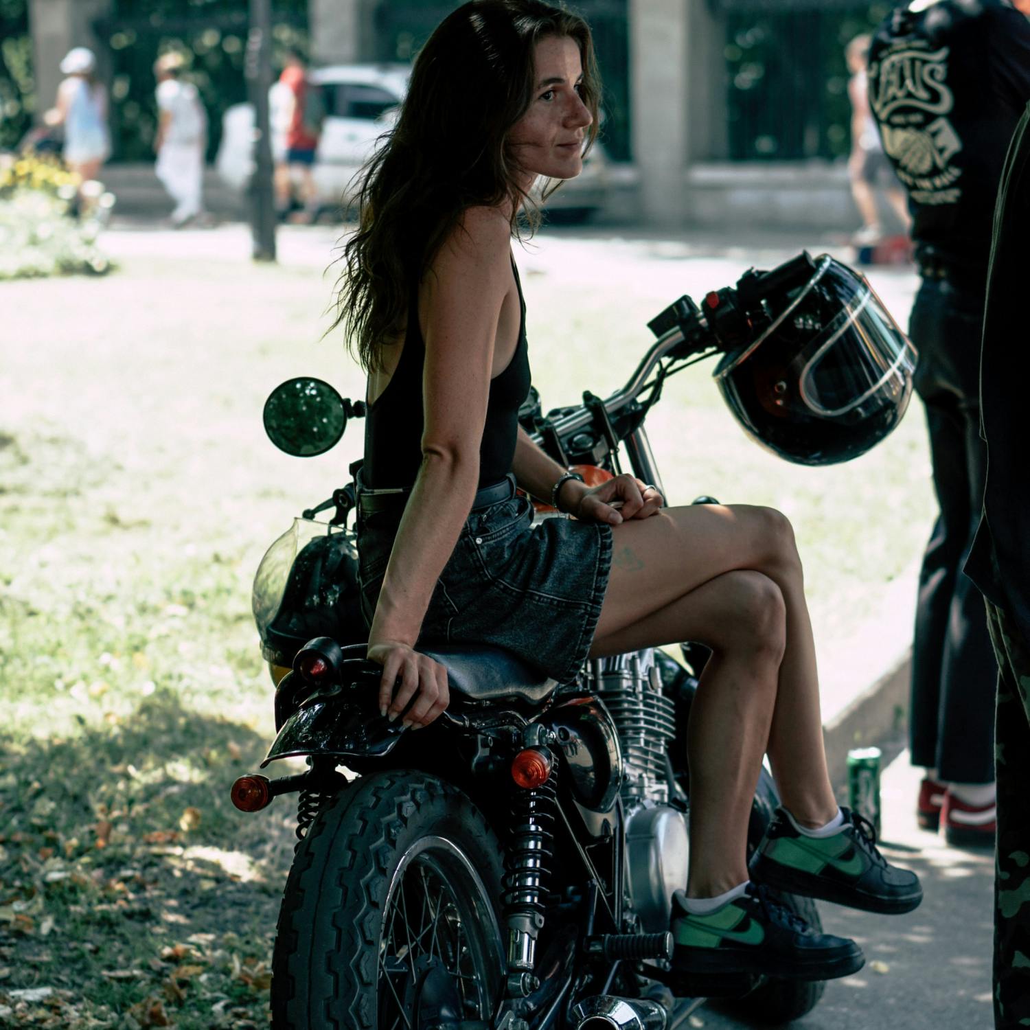 Woman on motorcycle