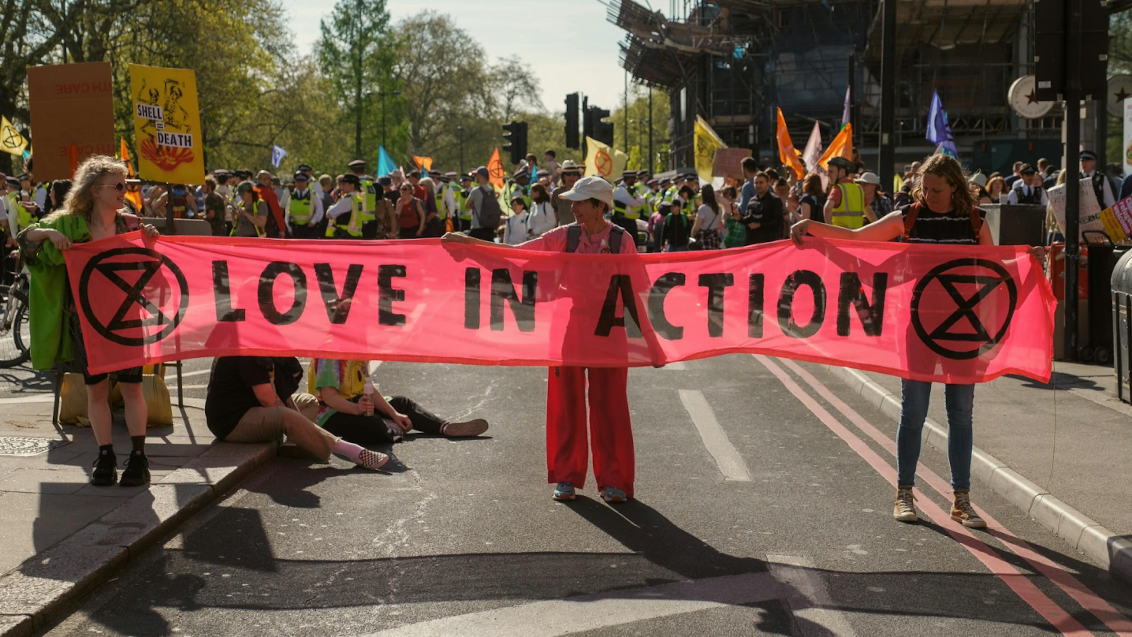 London climate activists at a protest.