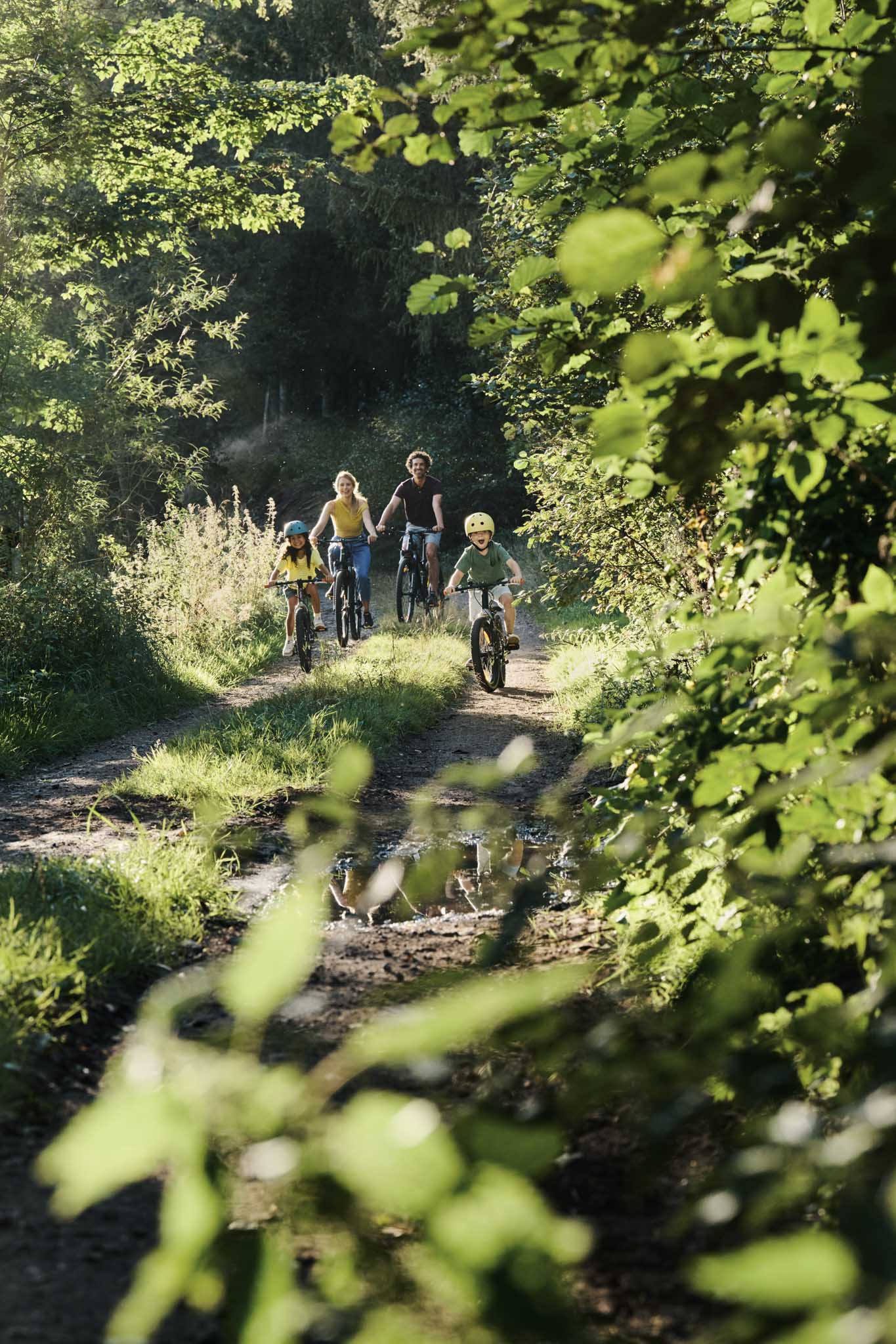 Family cycling through the Thuringian Forest.