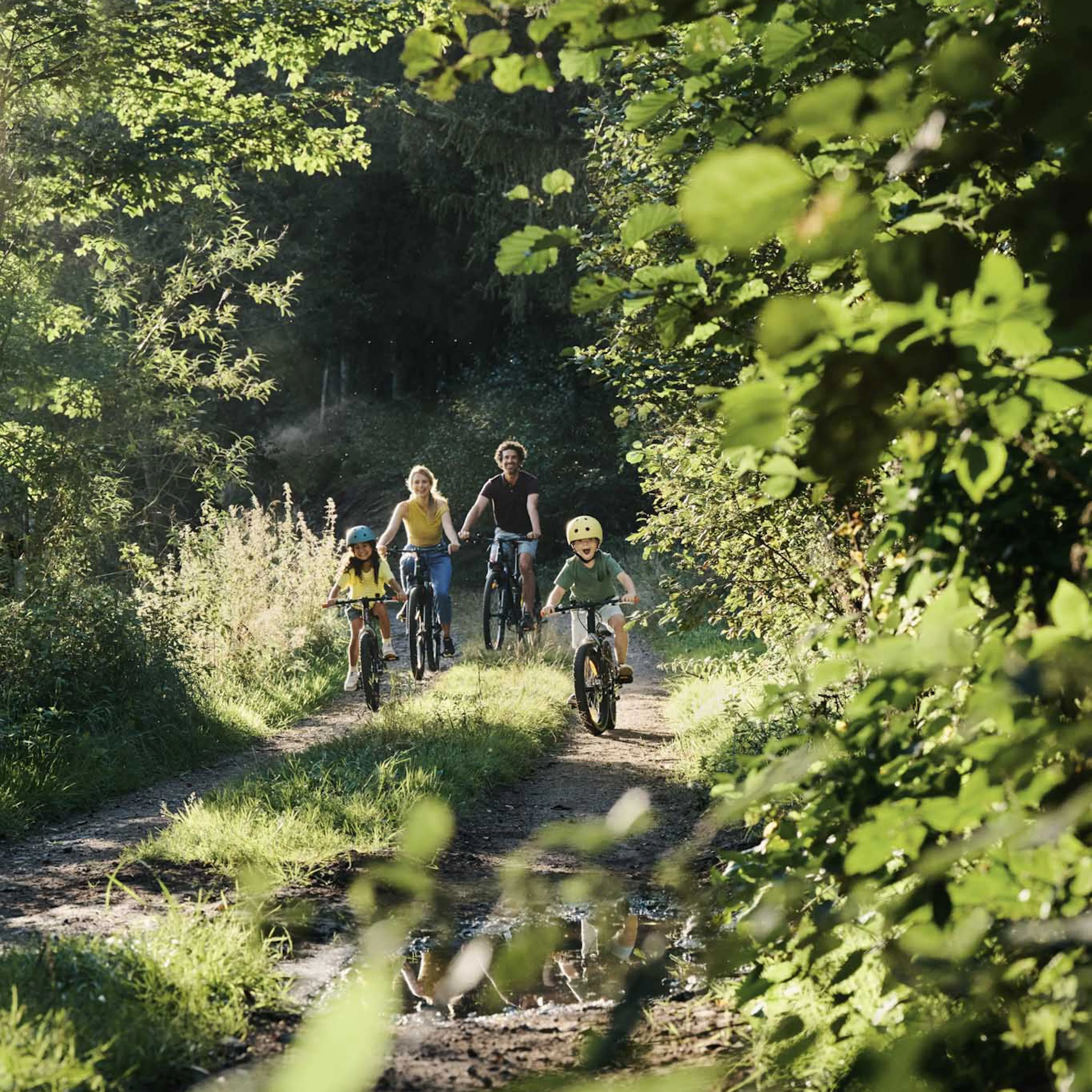Family cycling through the Thuringian Forest.