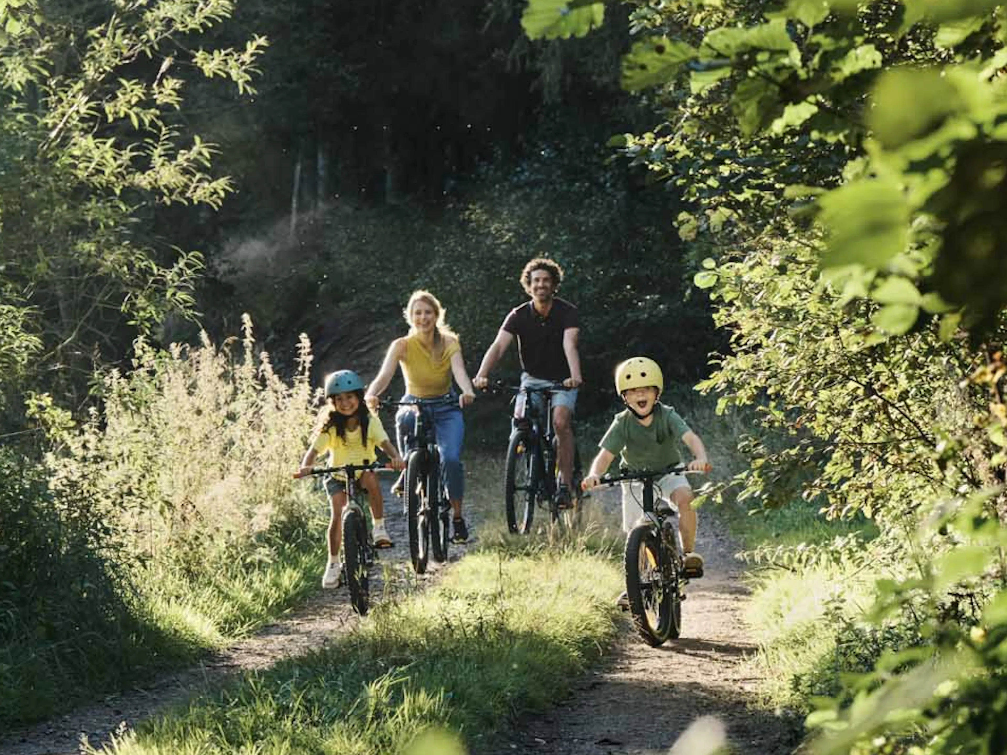 Family cycling through the Thuringian Forest.