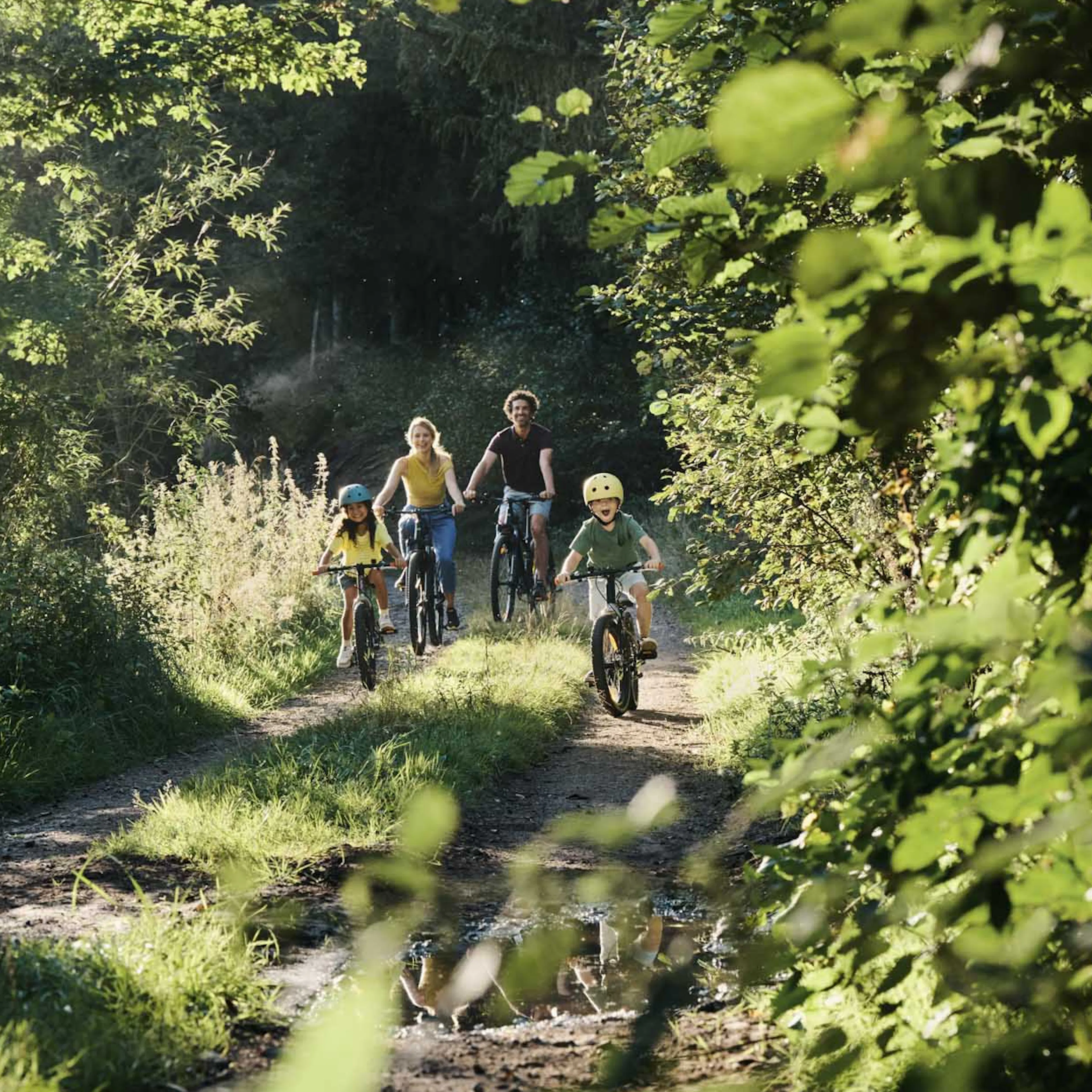 Family cycling through the Thuringian Forest.