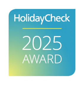 Holiday Check Award 2025 für Platz 2 der Familienhotel Deutschlands.
