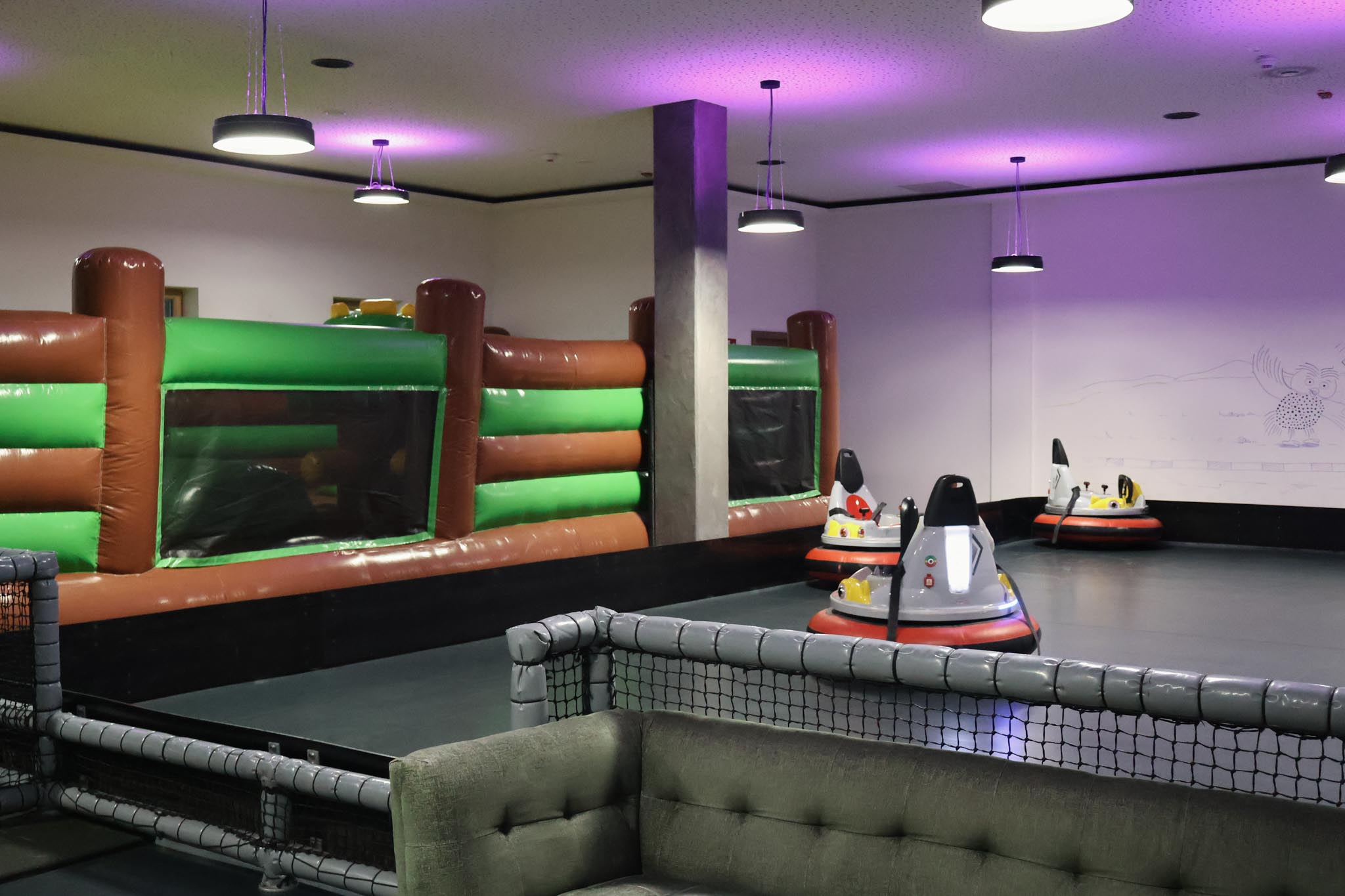 Vehicle track and indoor bouncy castle at The Grand Green – Familux Resort.