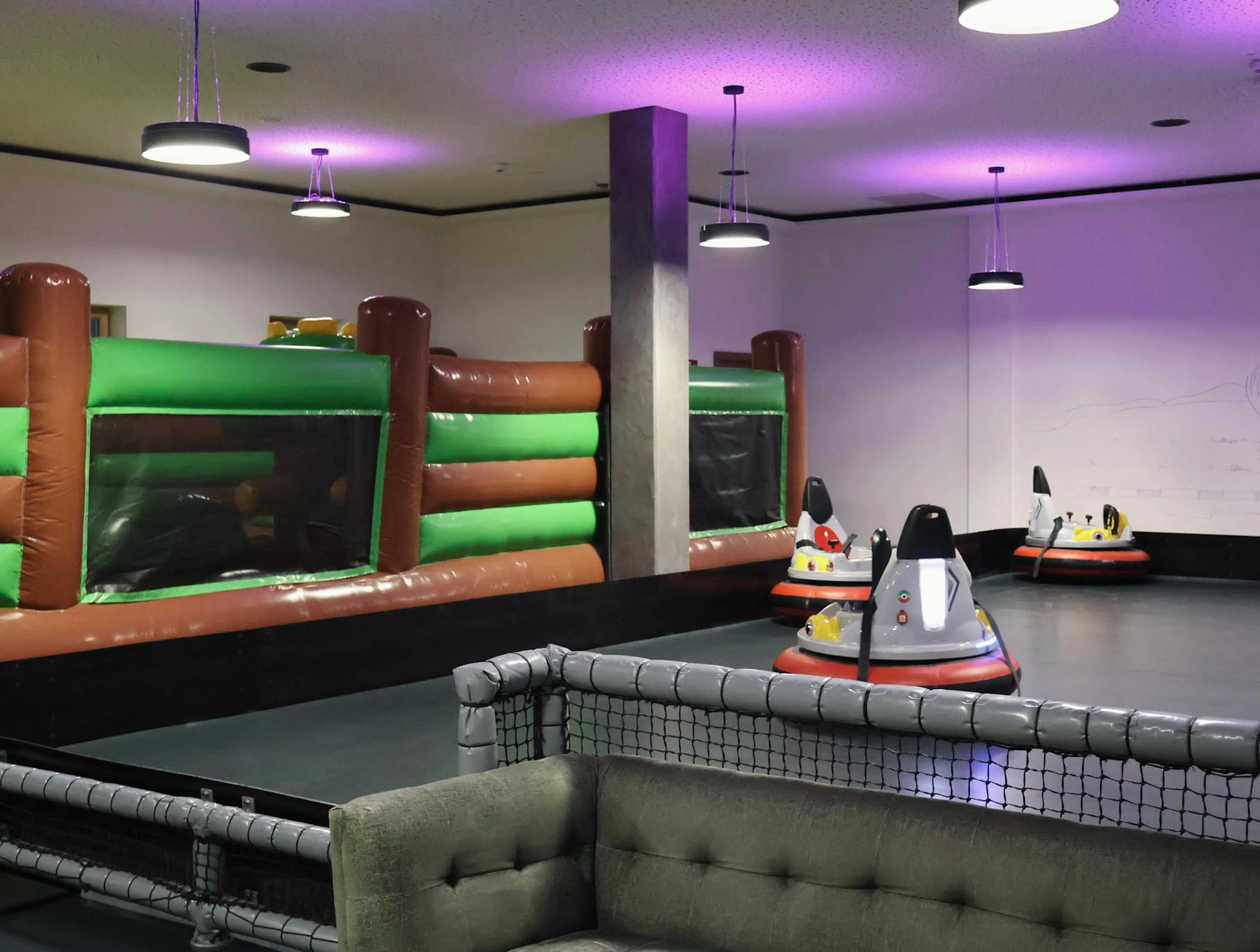 Vehicle track and indoor bouncy castle at The Grand Green – Familux Resort.