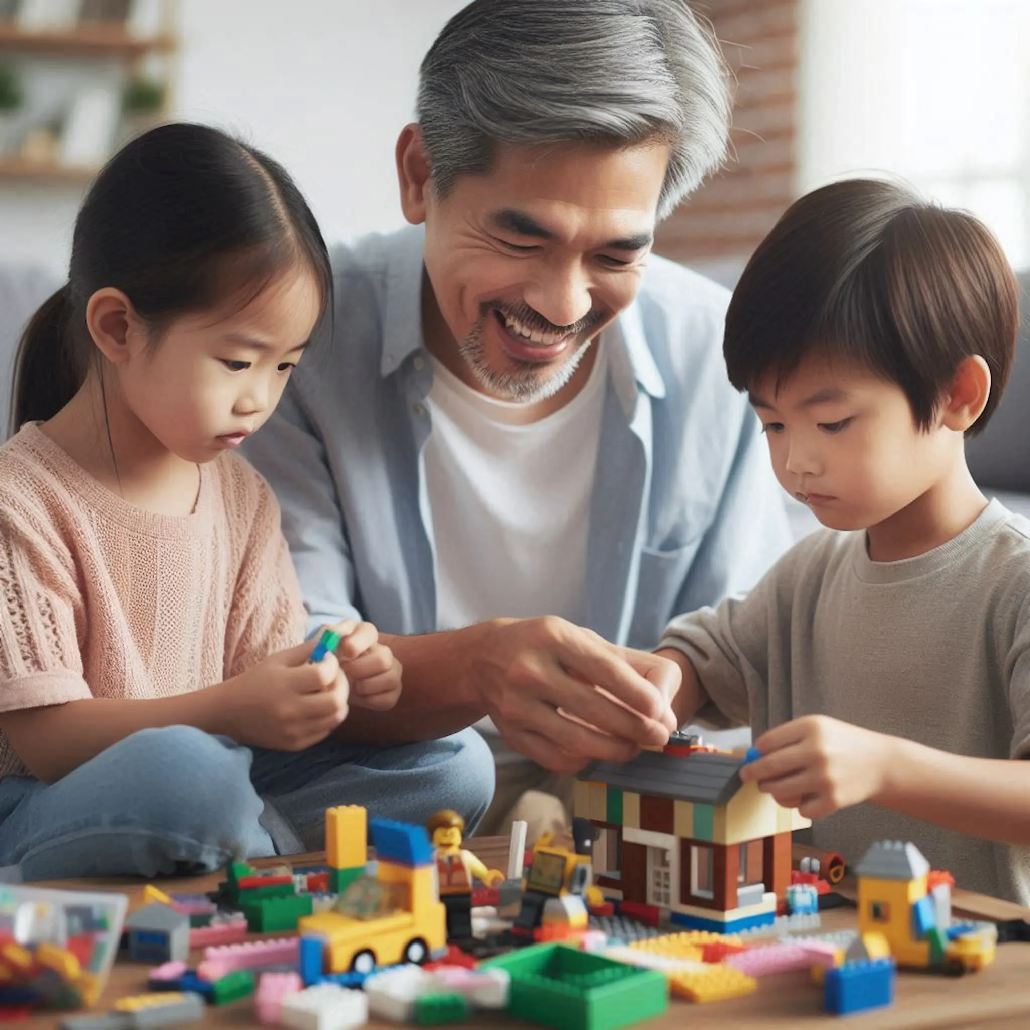 Dad playing with lego