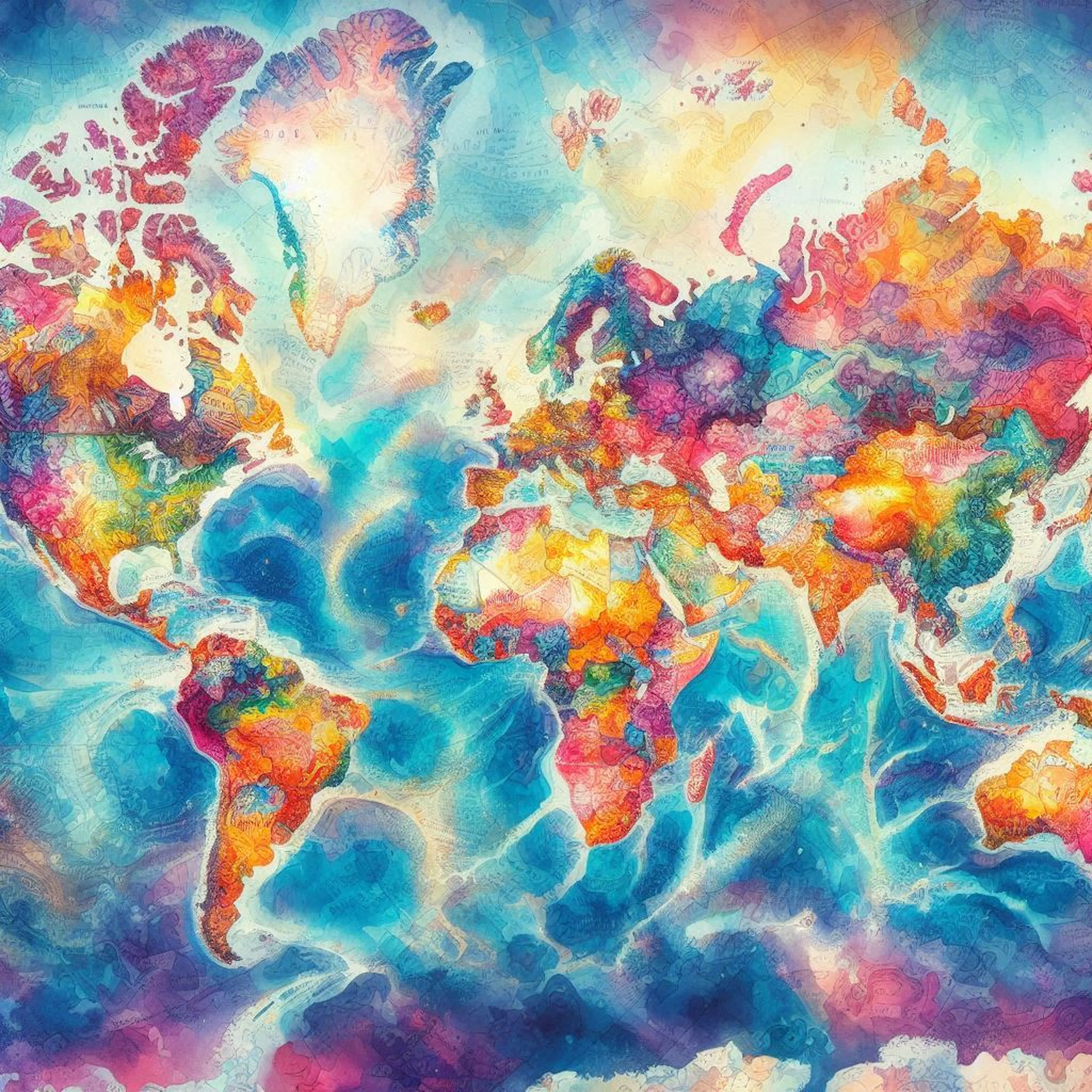 world map in colour