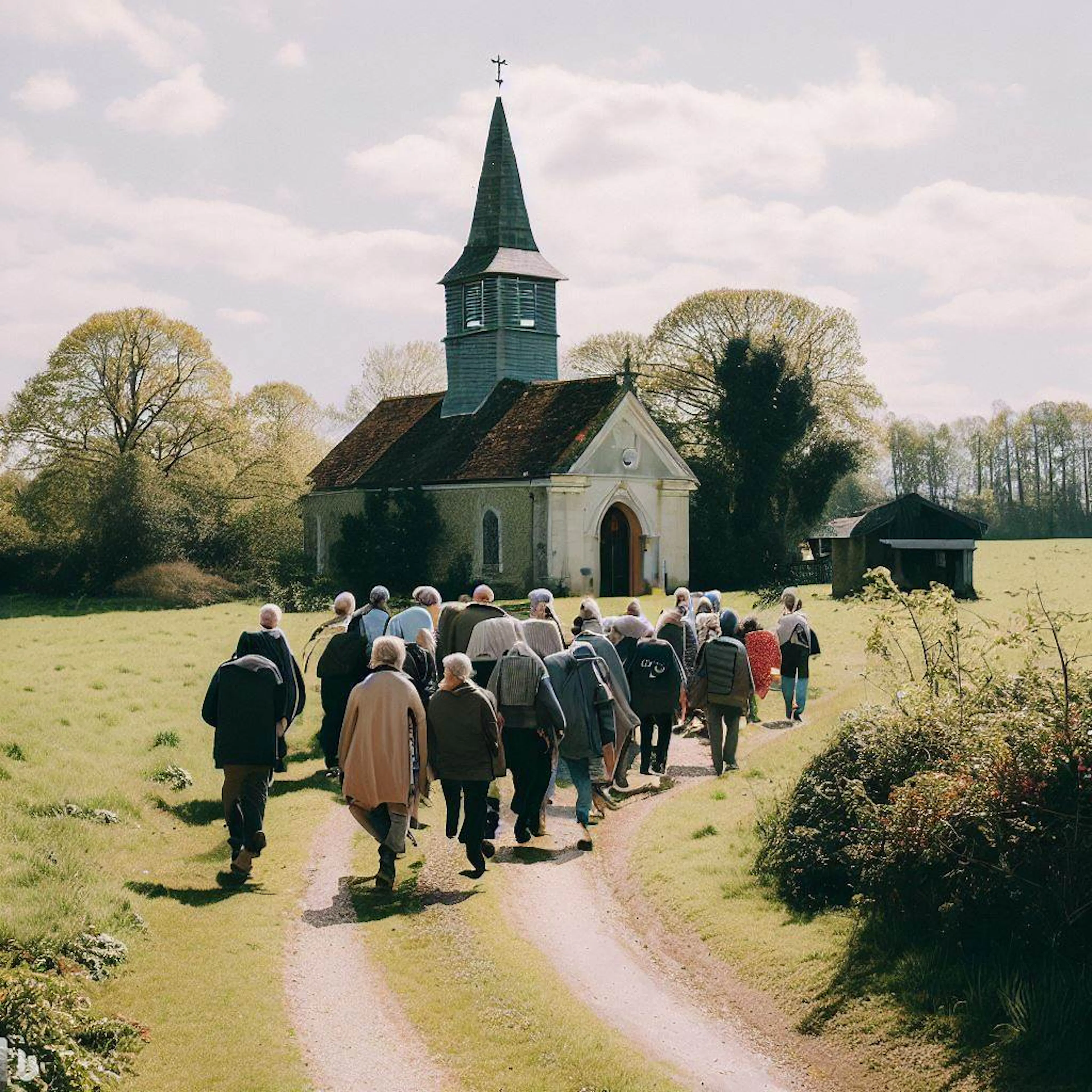 Walking to a local church