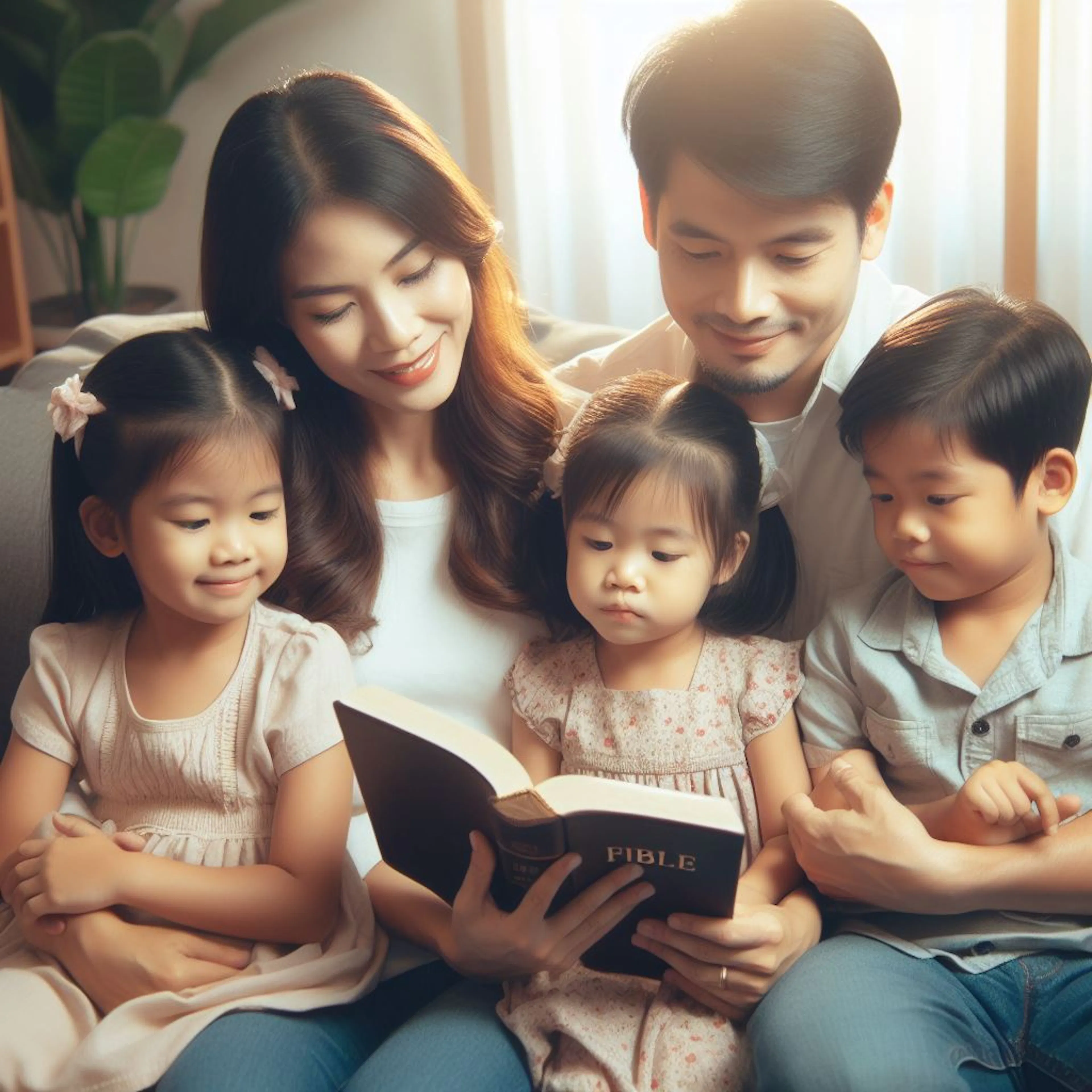 mom dad and children