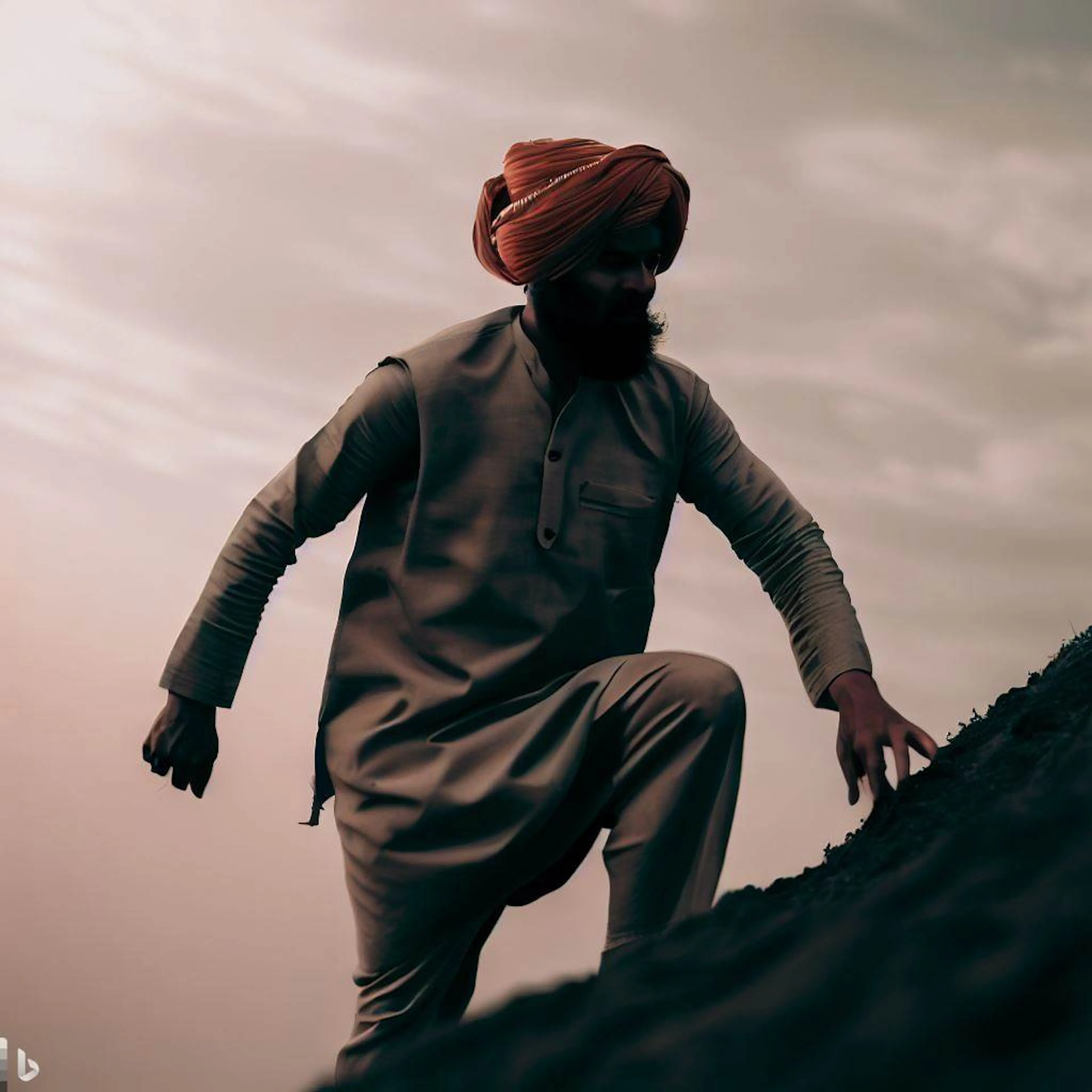 Man climbing up the hill