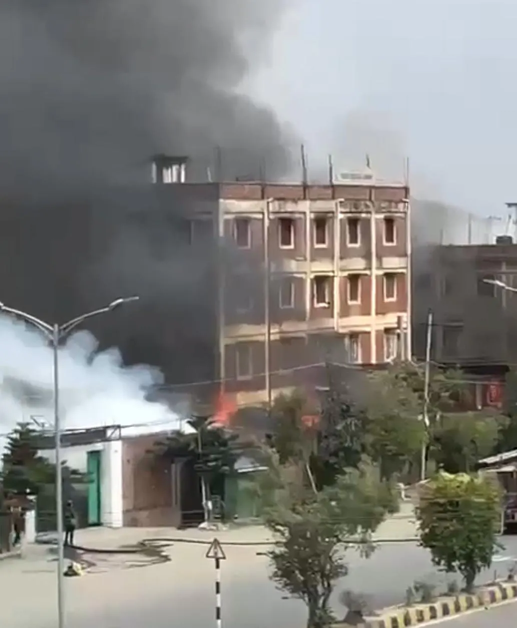Building burning in Manipur Violence