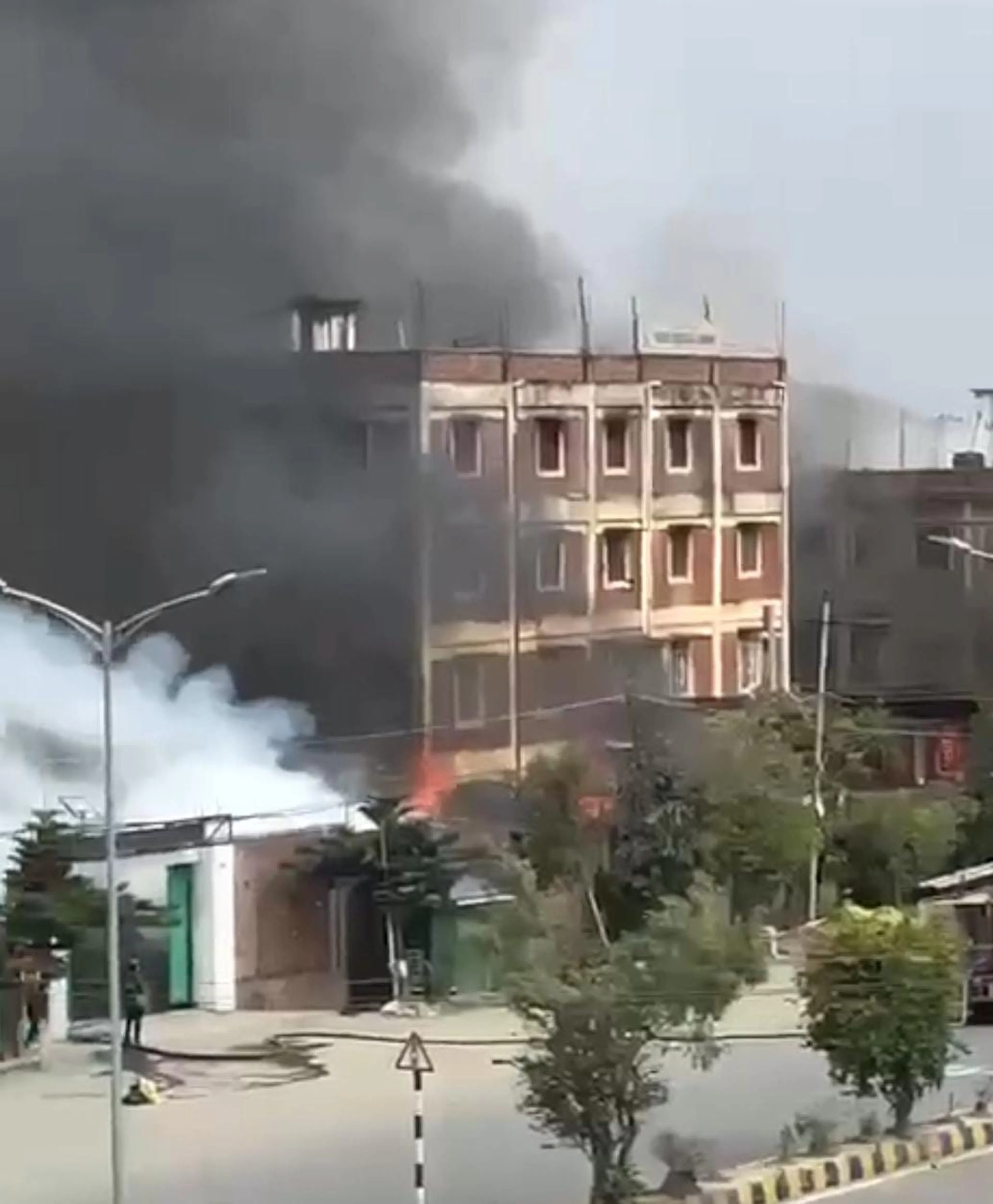 Building burning in Manipur Violence