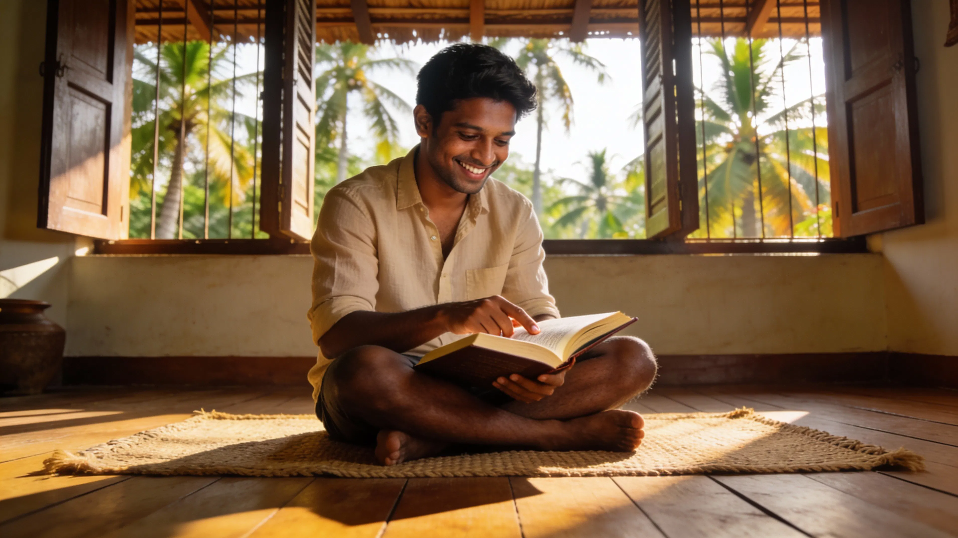 Indian youth reading the bible