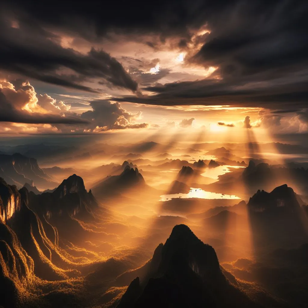 shafts of light through cloud