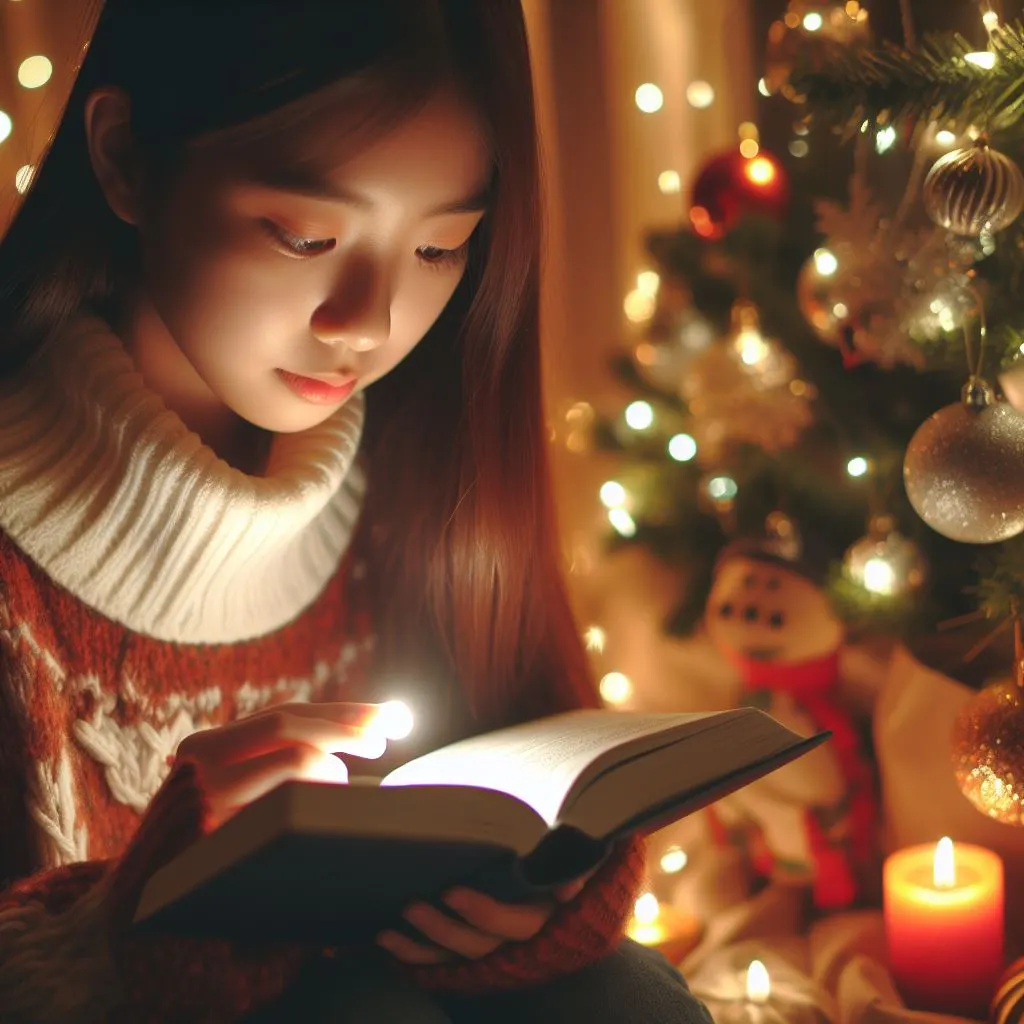Reading Bible in Christmas