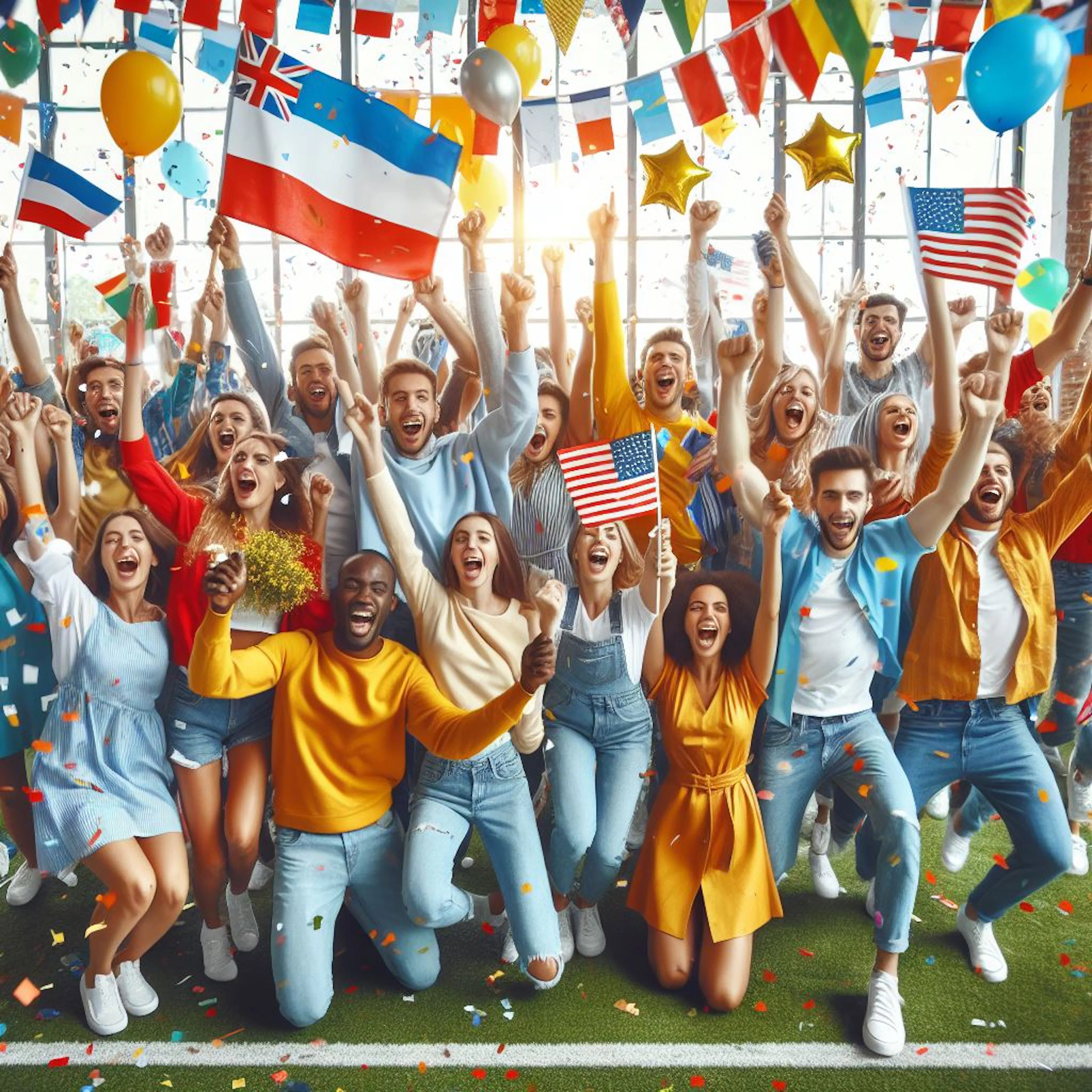 crowd celebrating