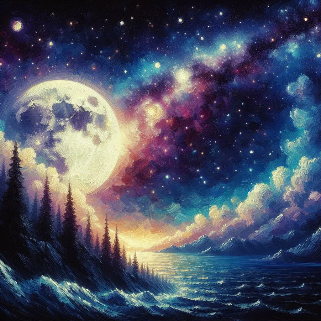 Starry sky in oil