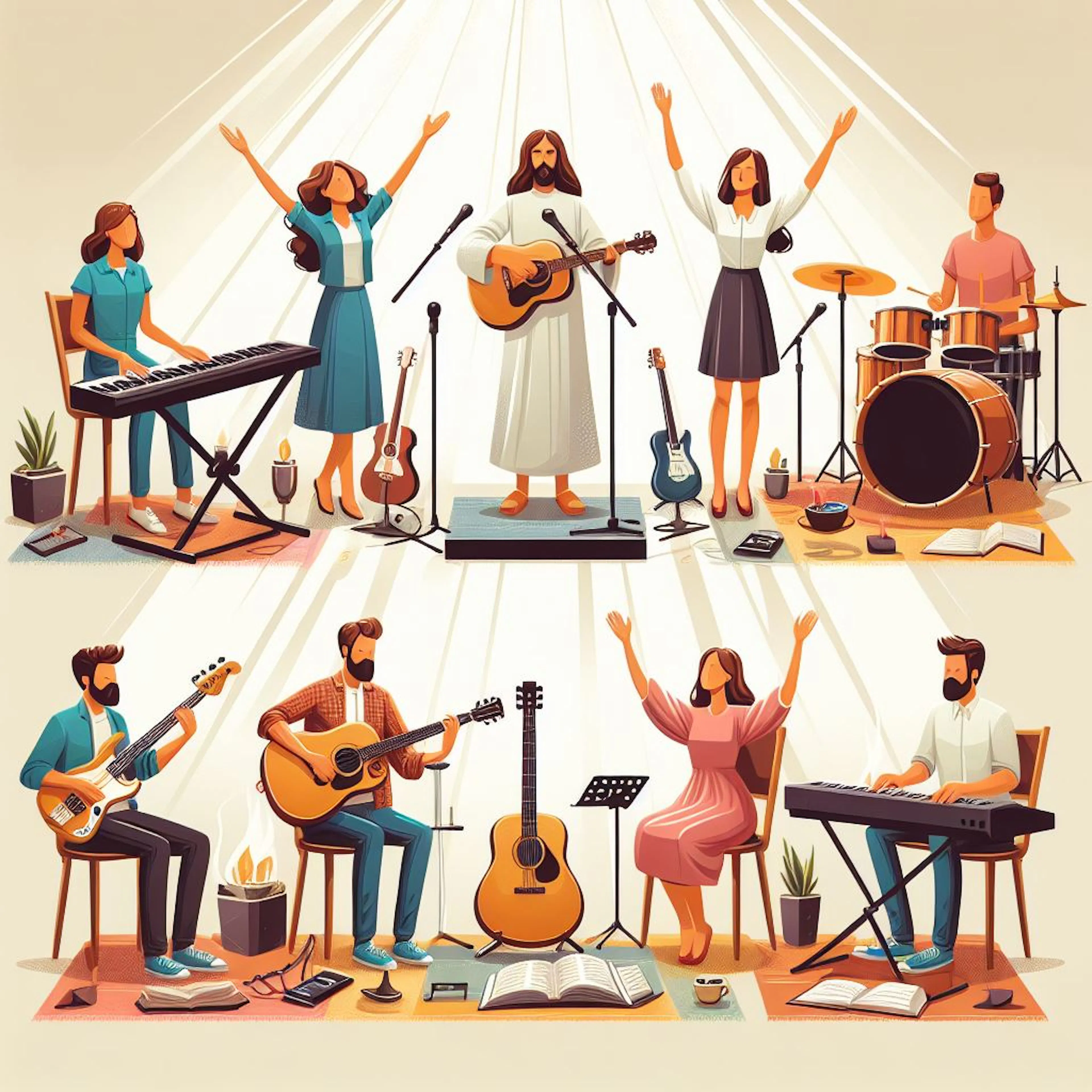 music band praising