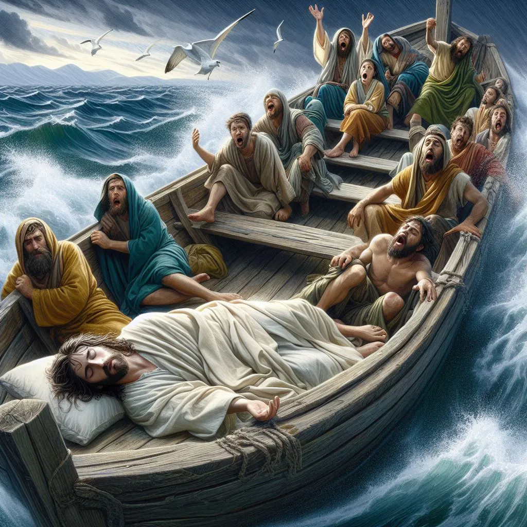 Jesus sleeping at the stern